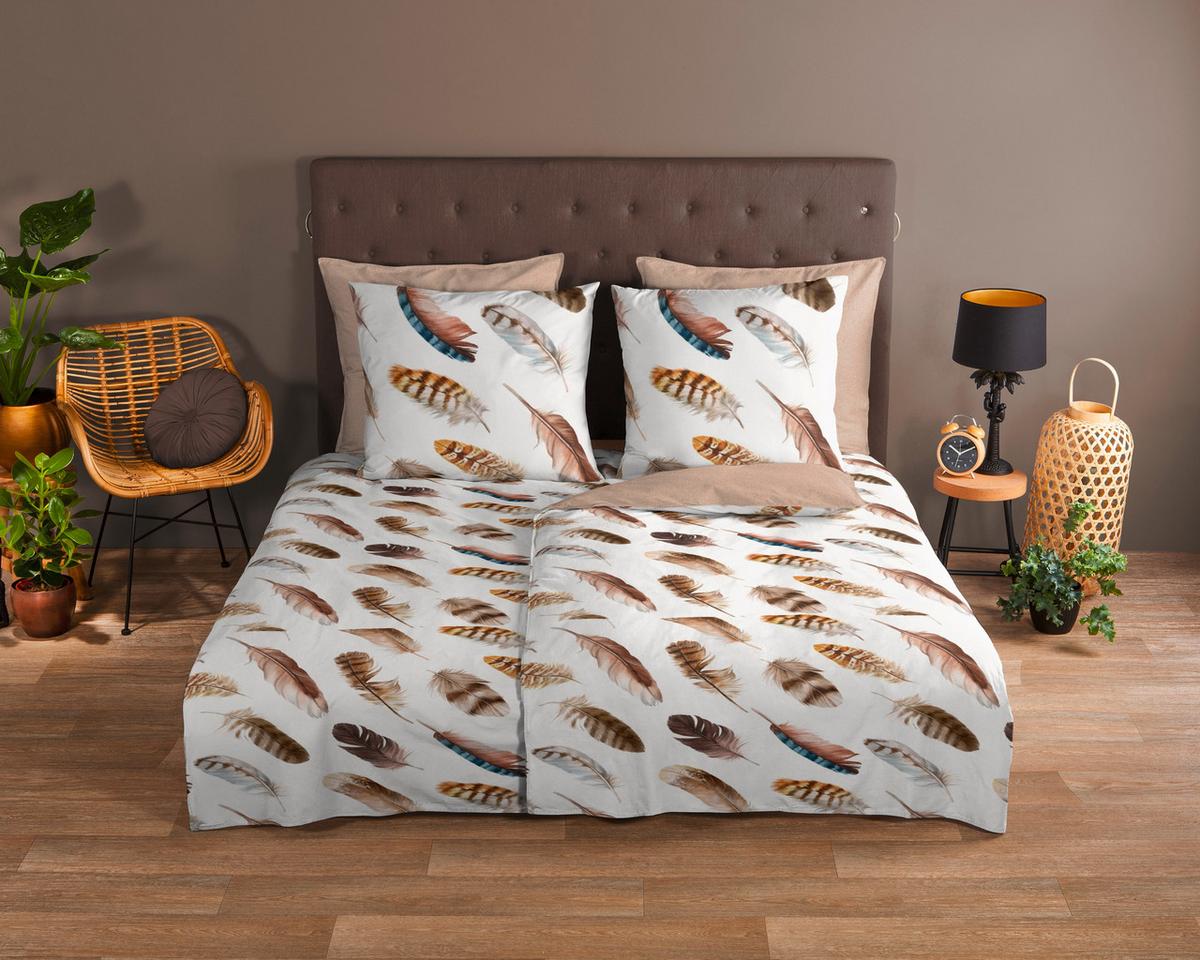 Bettwäsche Fedra Sandfarben Ecru 140x200 cm - Sandfarben/Ecru, KONVENTIONELL, Textil (140/200cm)