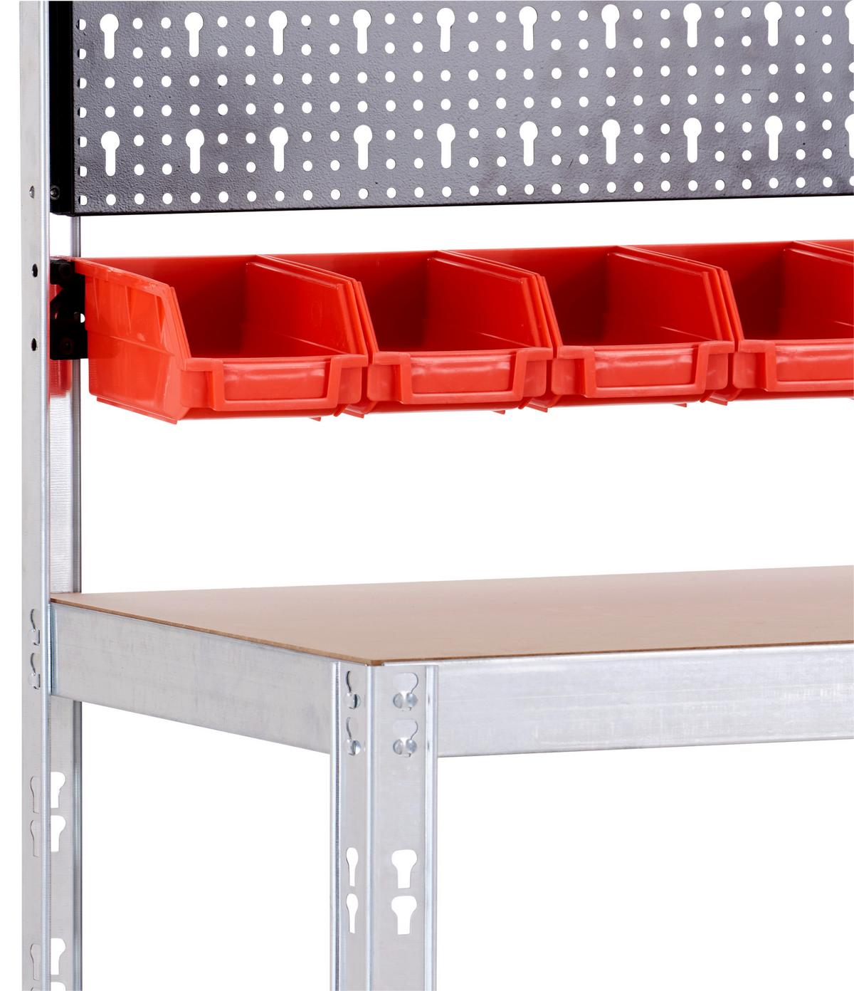 Werkbank Metall Naturfarben B: 40 Cm Höhenverstellbar - Rot/Silberfarben, MODERN, Holzwerkstoff/Kunststoff (100/40/136cm) - Homezone