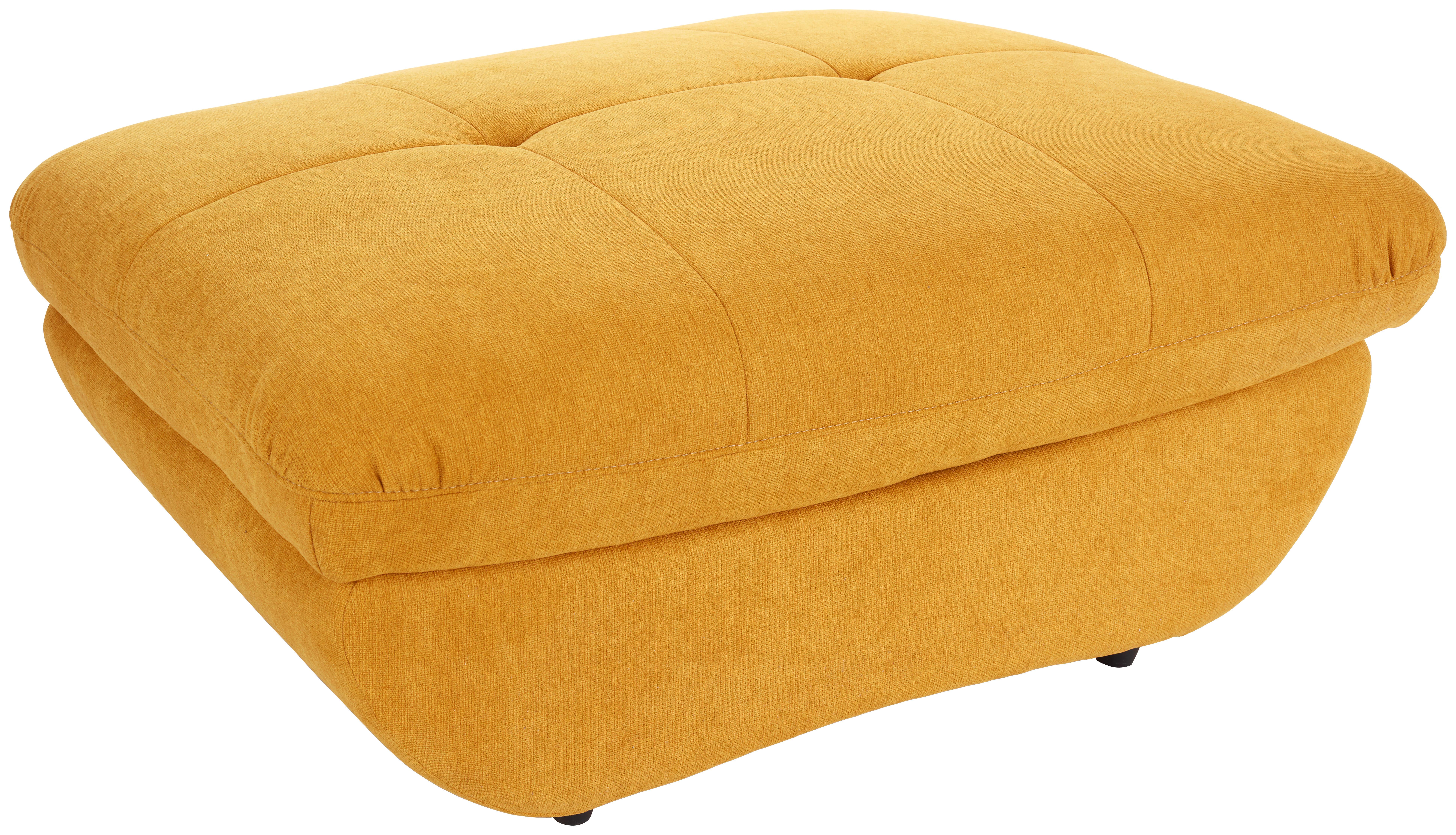 Taburet PARK, curry žlutá, s úložným prostorem - curry žlutá/černá, Moderní, textil/plast (107/43/75cm) - Luca Bessoni
