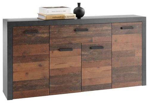 Sideboard B 180 cm Jones, Dunkelgrau/Eiche Dekor - Eichefarben/Dunkelgrau, Design, Holzwerkstoff (180/90/38cm) - MID.YOU