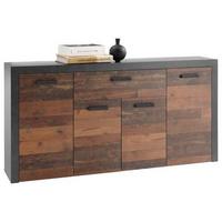 Sideboard B 180 cm Jones, Dunkelgrau/Eiche Dekor - Eichefarben/Dunkelgrau, Design, Holzwerkstoff (180/90/38cm) - MID.YOU