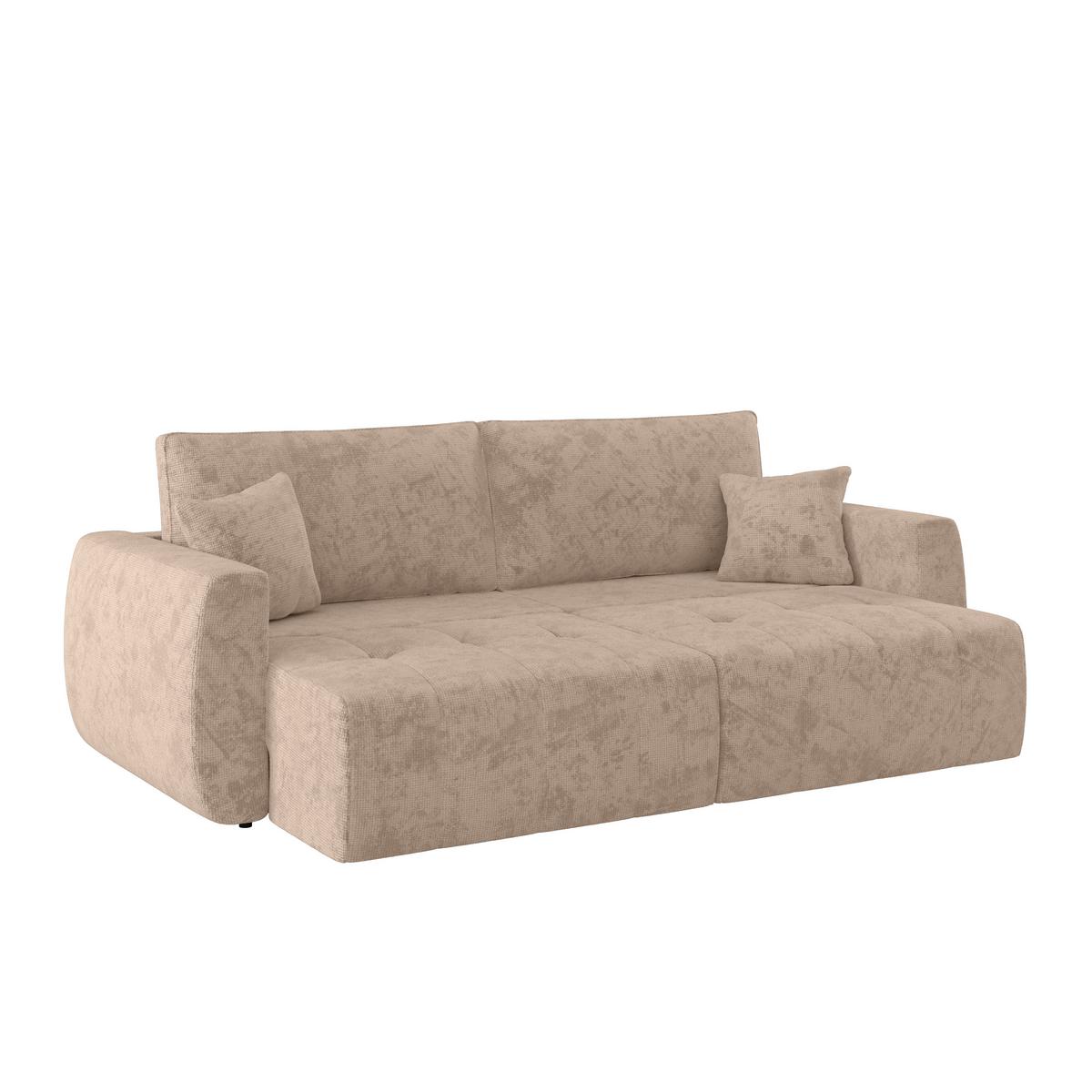 Schlafsofa Bali - Beige/Schwarz, MODERN, Holz/Textil (245/74-90/104cm) - Luca Bessoni