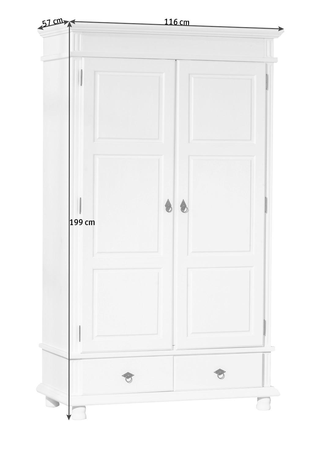 Šatní skříň DANZ šířka 116cm - bílá, Lifestyle (116/199/57cm) - MID.YOU