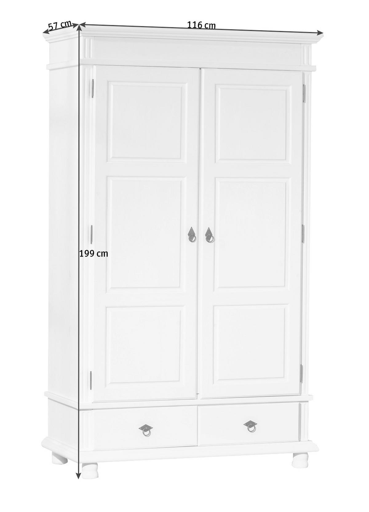 Šatní skříň DANZ šířka 116cm - bílá, Lifestyle (116/199/57cm) - MID.YOU