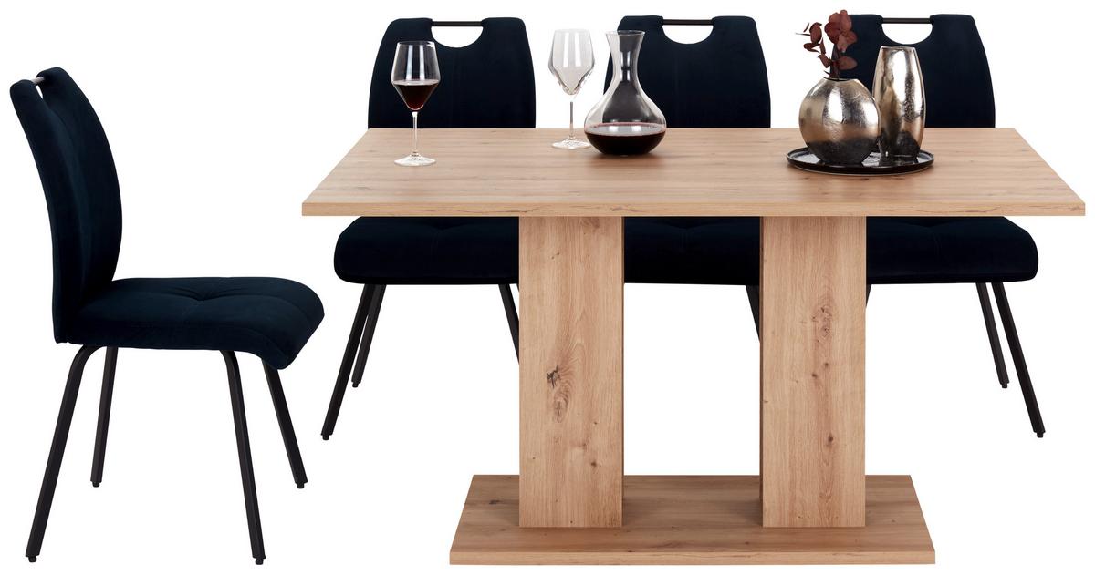 Étkezőasztal Aron 138 - fekete/Artisan tölgy, Konventionell, faalapú anyag (138/74/90cm)