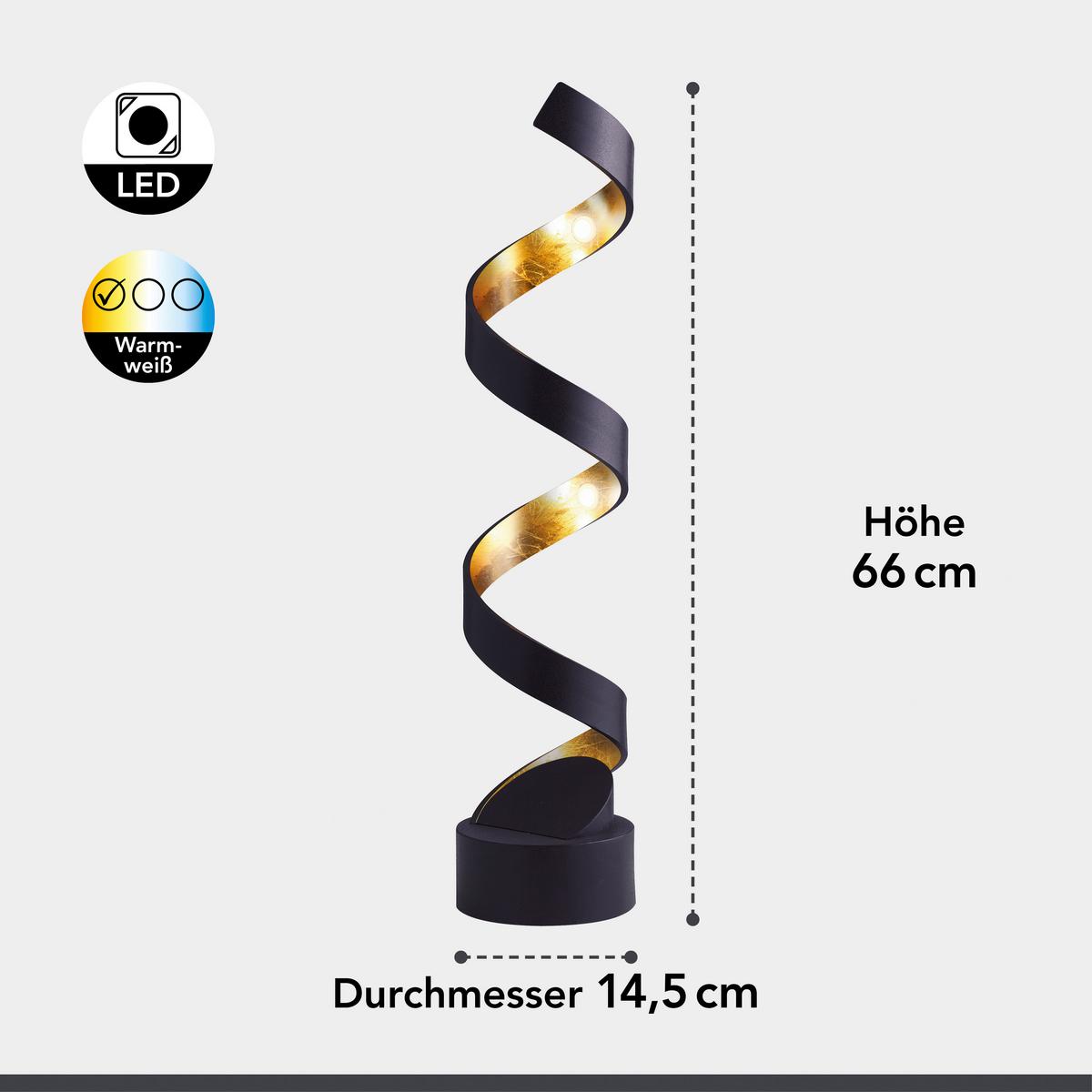 Tischlampe Helix Schwarz/ Goldfarben - Goldfarben/Schwarz, Design, Metall (14,5/66cm)