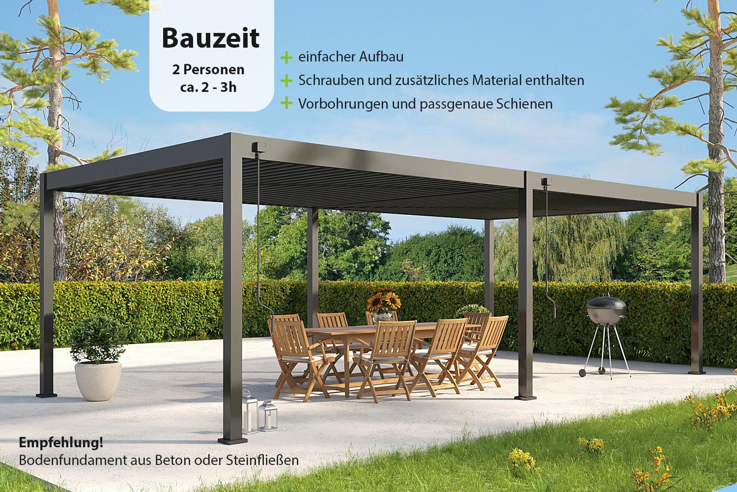 Pergola Deluxe Plus 800x400cm Wetterfest, Gartenpavillon - Anthrazit, Basics, Metall (800/255/400cm) - WEIDE