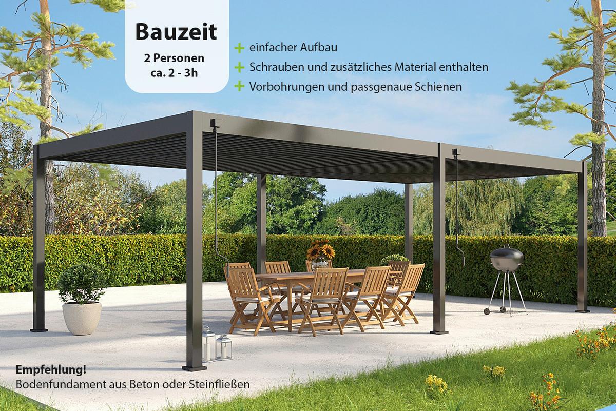 Pergola Deluxe Plus 800x400cm Wetterfest, Gartenpavillon - Anthrazit, Basics, Metall (800/255/400cm) - WEIDE