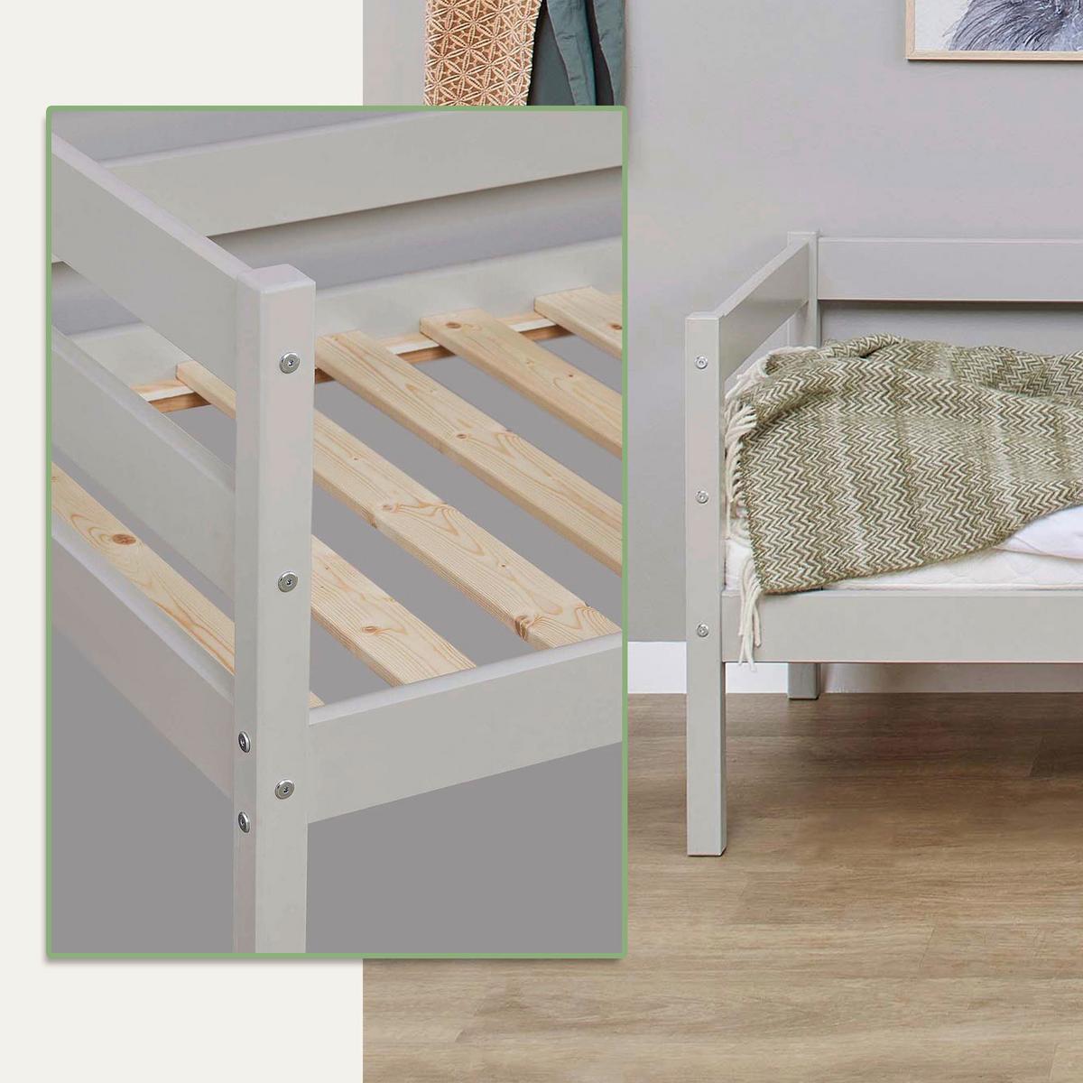 Kinder-/jugenbett Comfort Grau, Lf: Ca. 70x160 Cm - Grau/Kieferfarben, MODERN, Holz (70/160cm) - MID.YOU