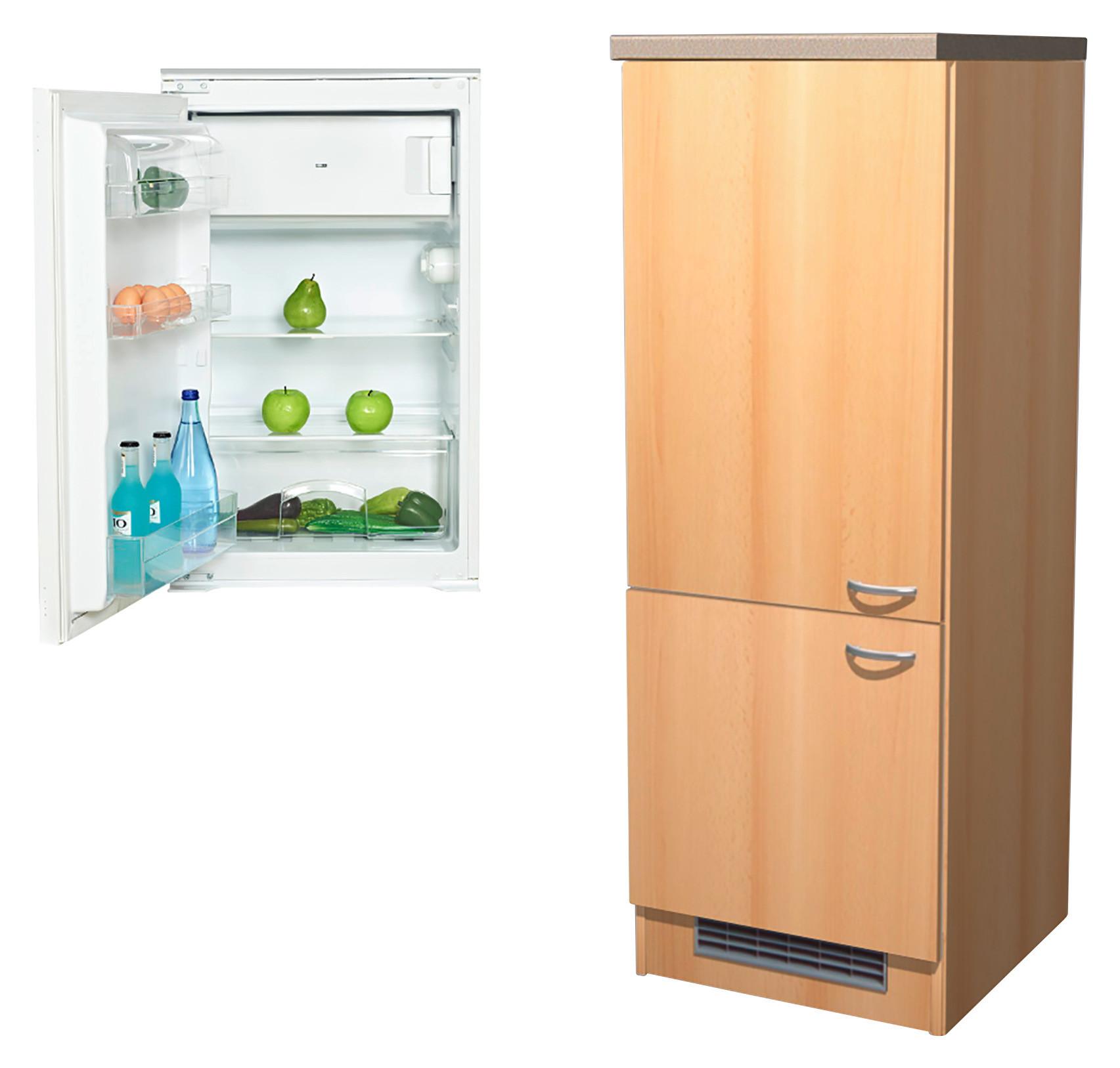 Kühlschrank-Umbauschrank Nano B: 60 cm Creme - Beige/Buchefarben, MODERN, Holzwerkstoff (60/162/60cm) - FlexWell