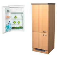 Kühlschrank-Umbauschrank Nano B: 60 cm Creme - Beige/Buchefarben, MODERN, Holzwerkstoff (60/162/60cm) - FlexWell
