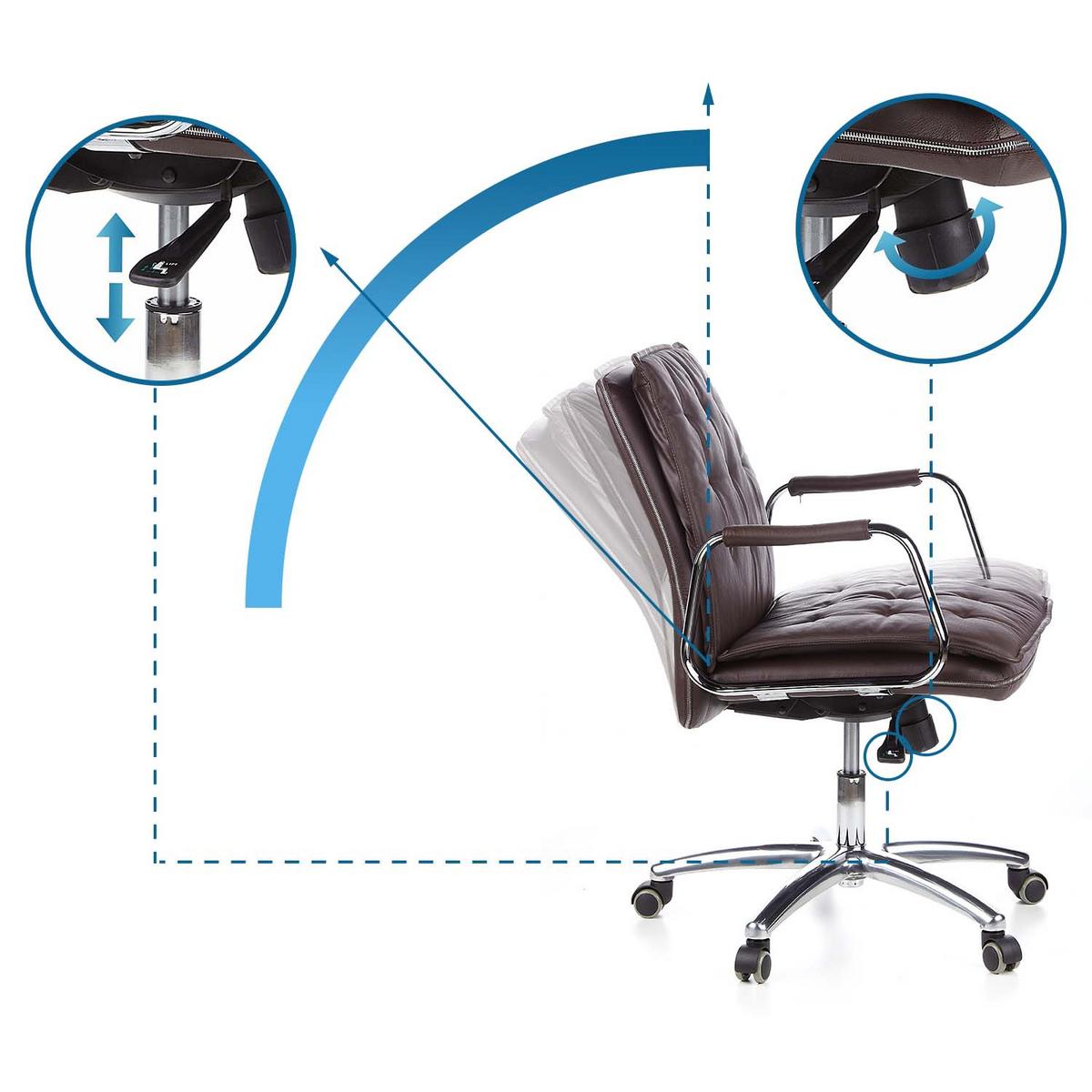 Chefsessel Villa Braun Bis 120 Kg - Silberfarben/Braun, Basics, Leder/Kunststoff (60/109/48cm) - MID.YOU