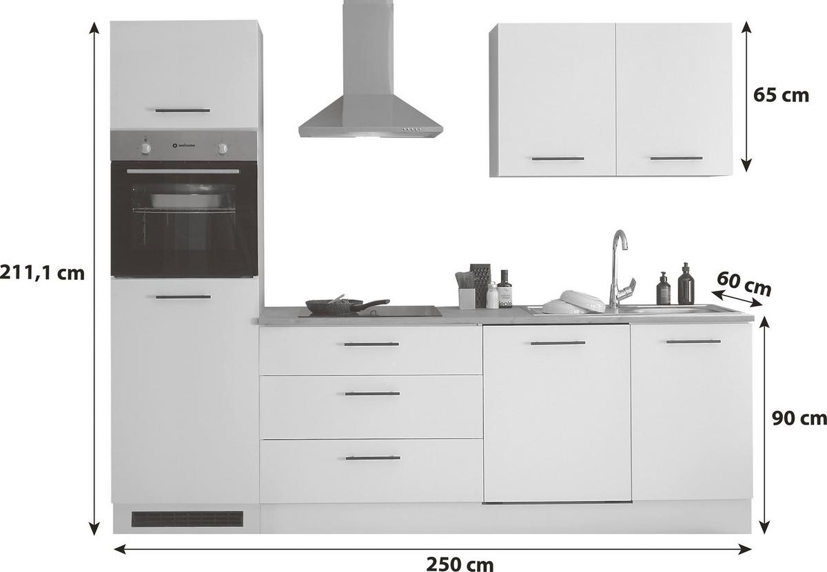 Küchenblock Tirol Weiß B: 250 Cm - Eichefarben/Weiß, Basics, Holzwerkstoff (250cm) - P & B