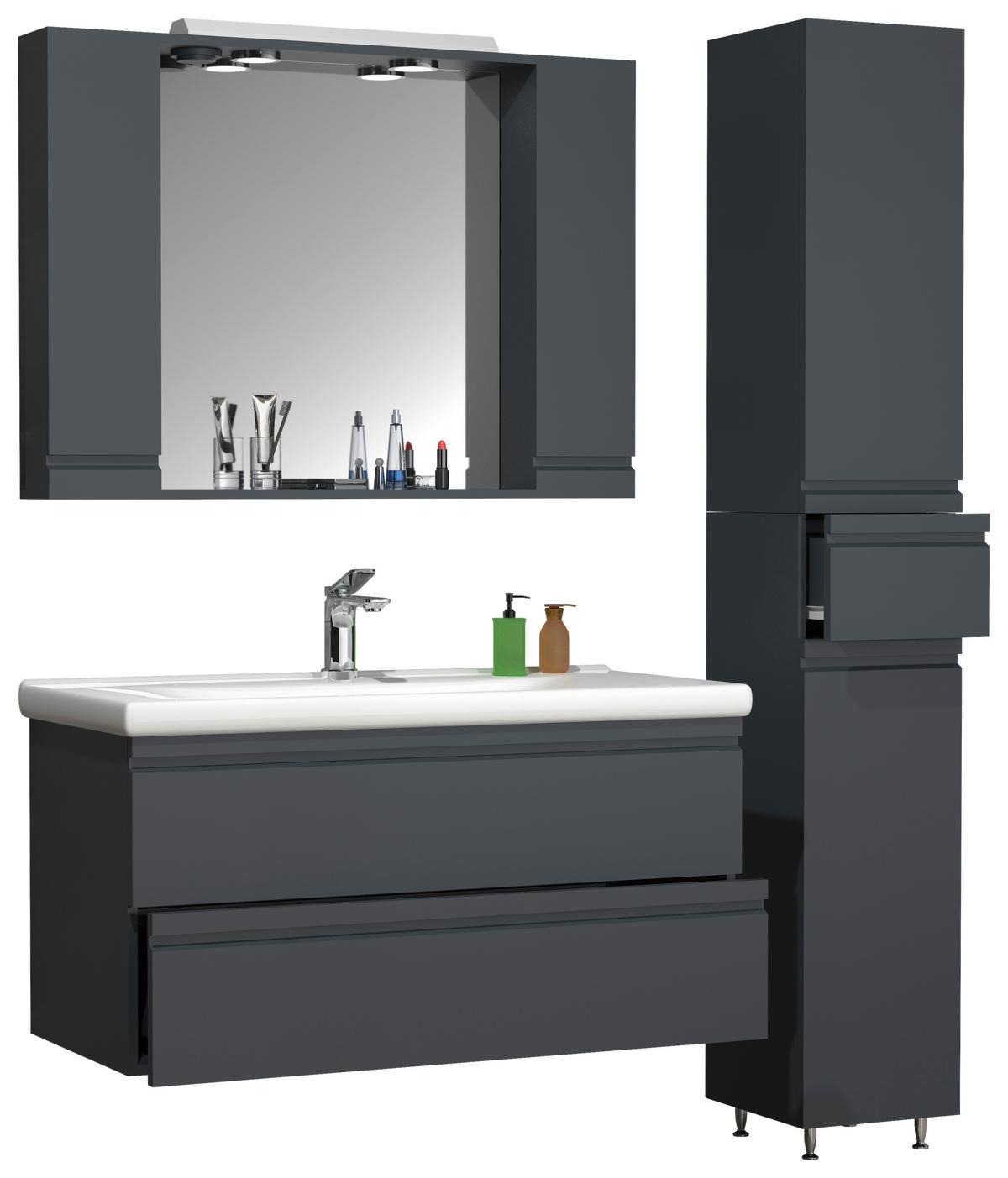 Badezimmer Silora Xl - Anthrazit, MODERN, Glas/Keramik (130cm) - MID.YOU