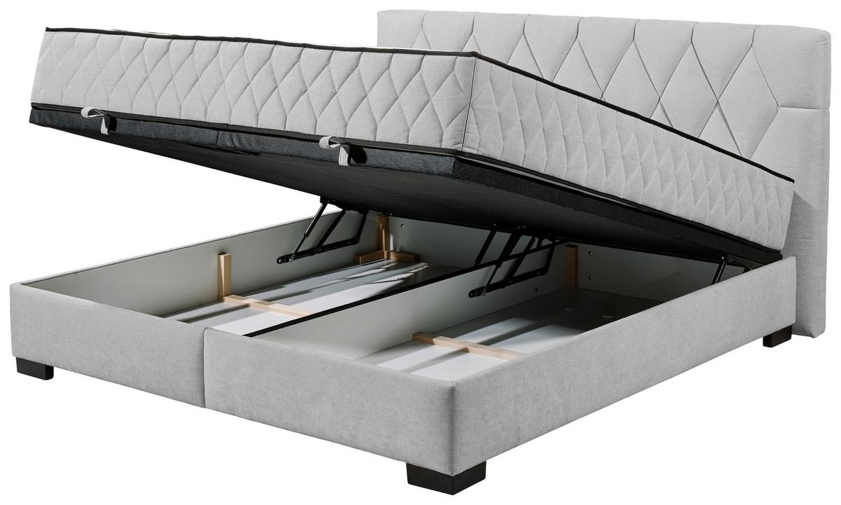 Boxbett Nagol B - Hellgrau/Schwarz, MODERN, Holzwerkstoff/Textil (180/200cm) - MID.YOU