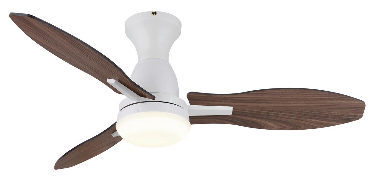 Deckenventilator Gale Opal Weiß Braun D: 107 cm - Hellbraun/Dunkelbraun, KONVENTIONELL, Holzwerkstoff/Kunststoff (107/32,5cm) - Globo