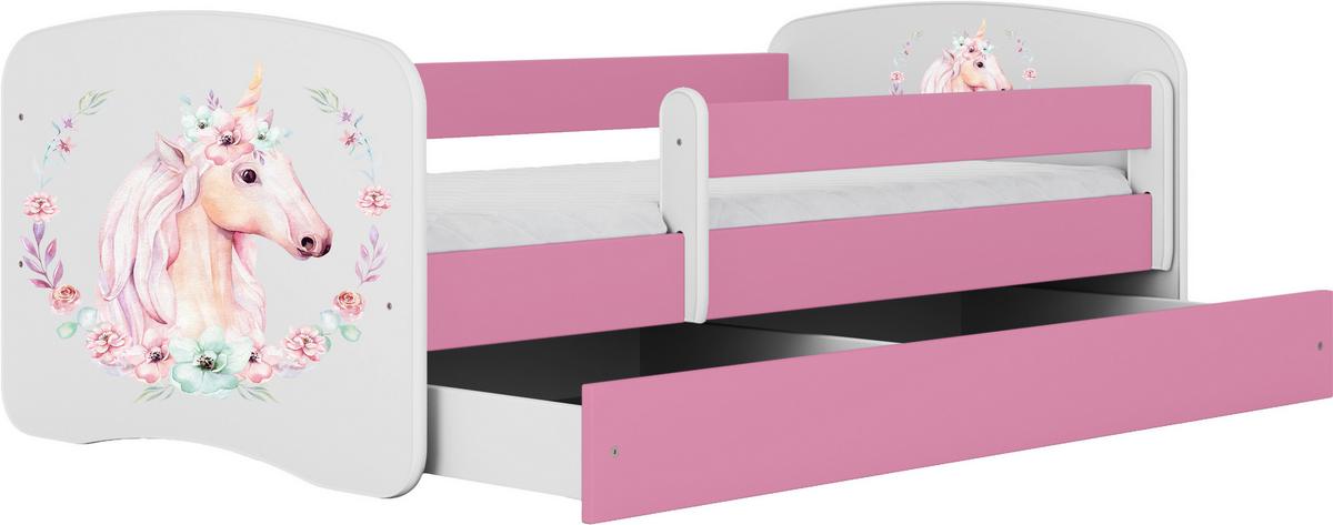 Kinder-/Juniorbett Babydreams Inkl. Matratze 80x160 - Pink/Birkefarben, MODERN, Holz/Holzwerkstoff (80/160cm) - MID.YOU