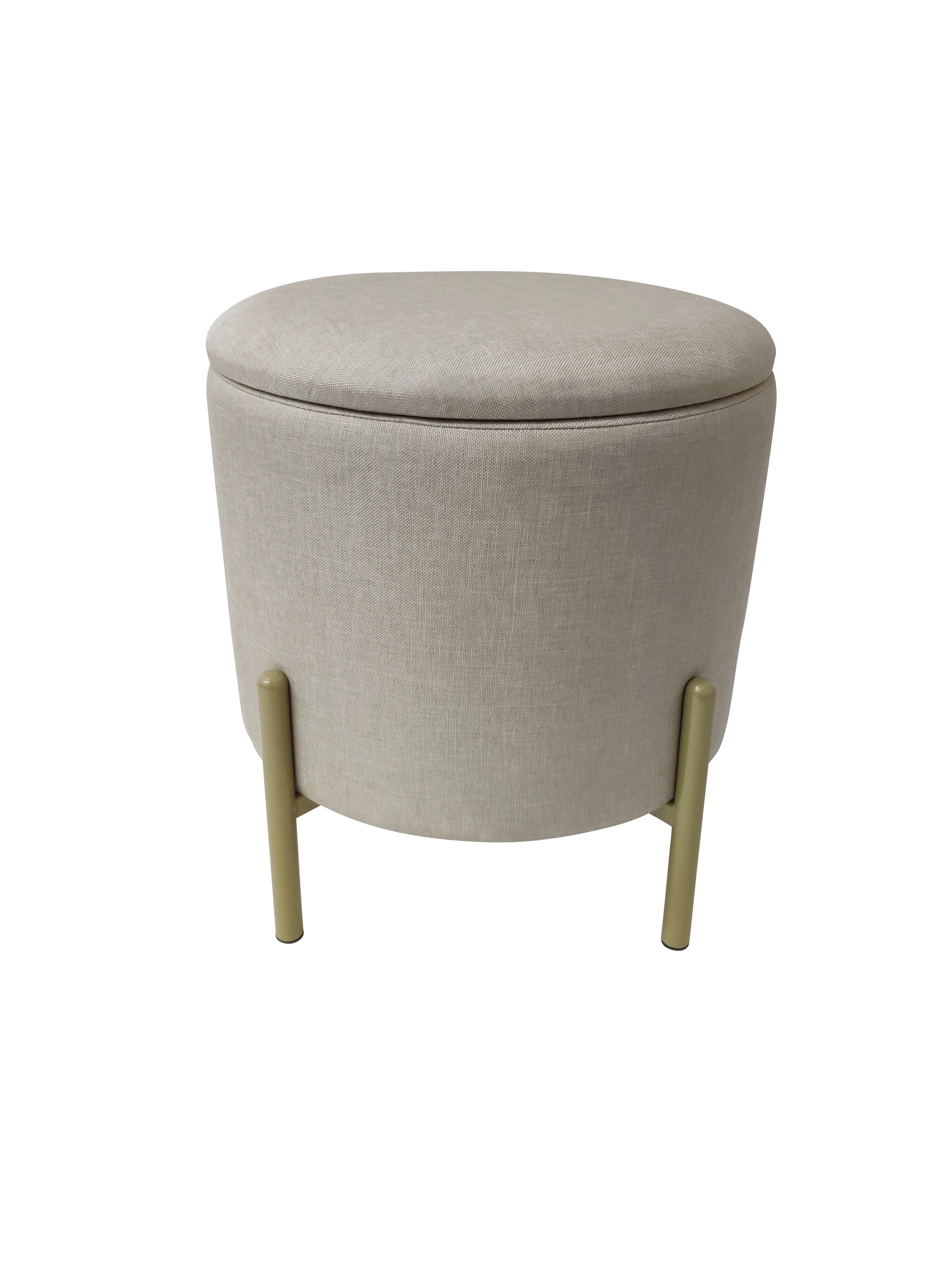 Hocker Logan Samt Creme Sitz Gepolstert - Goldfarben/Creme, Design, Textil (36/40/36cm) - Echtwerk