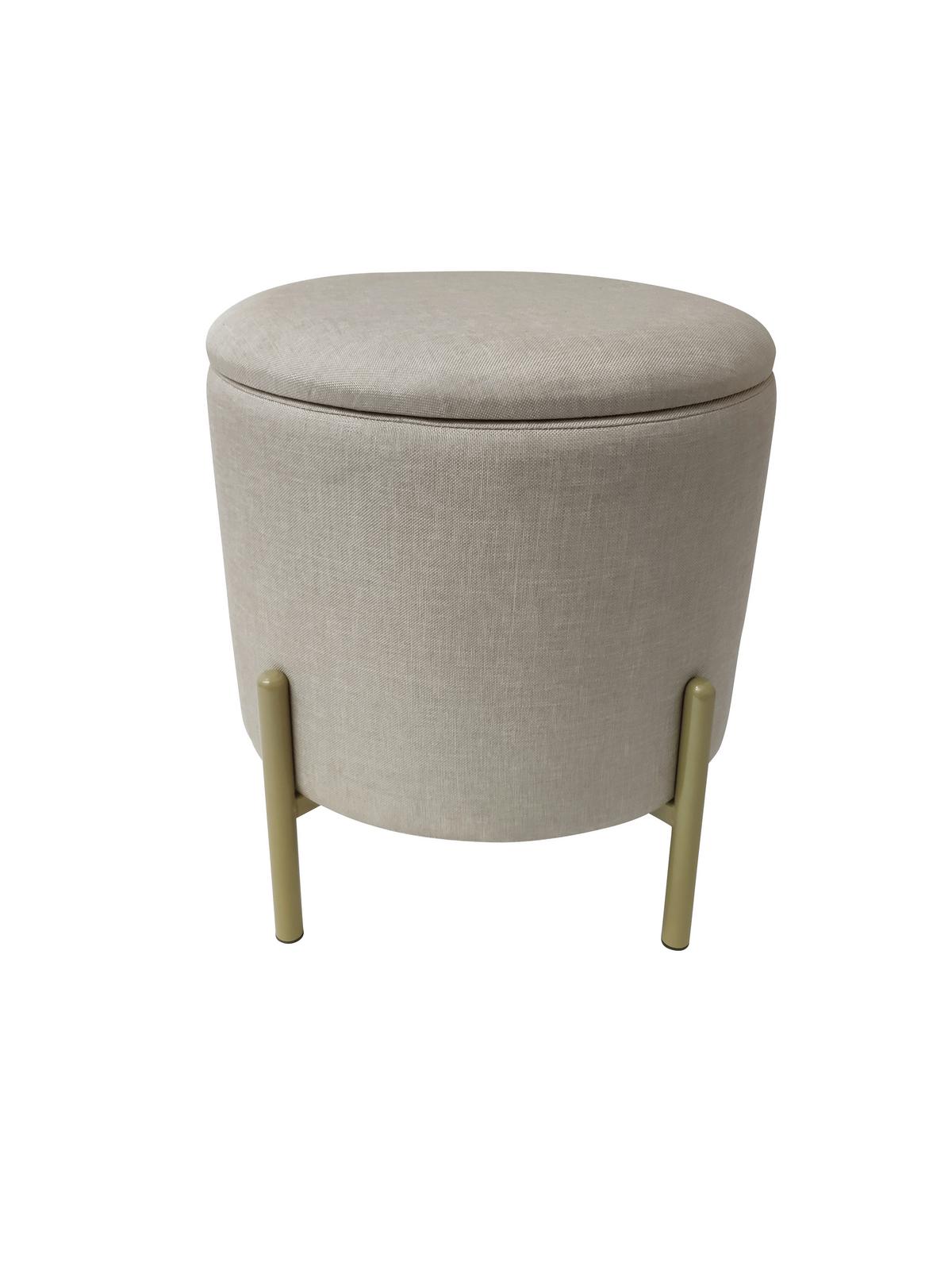 Hocker Logan Samt Creme Sitz Gepolstert - Goldfarben/Creme, Design, Textil (36/40/36cm) - Echtwerk
