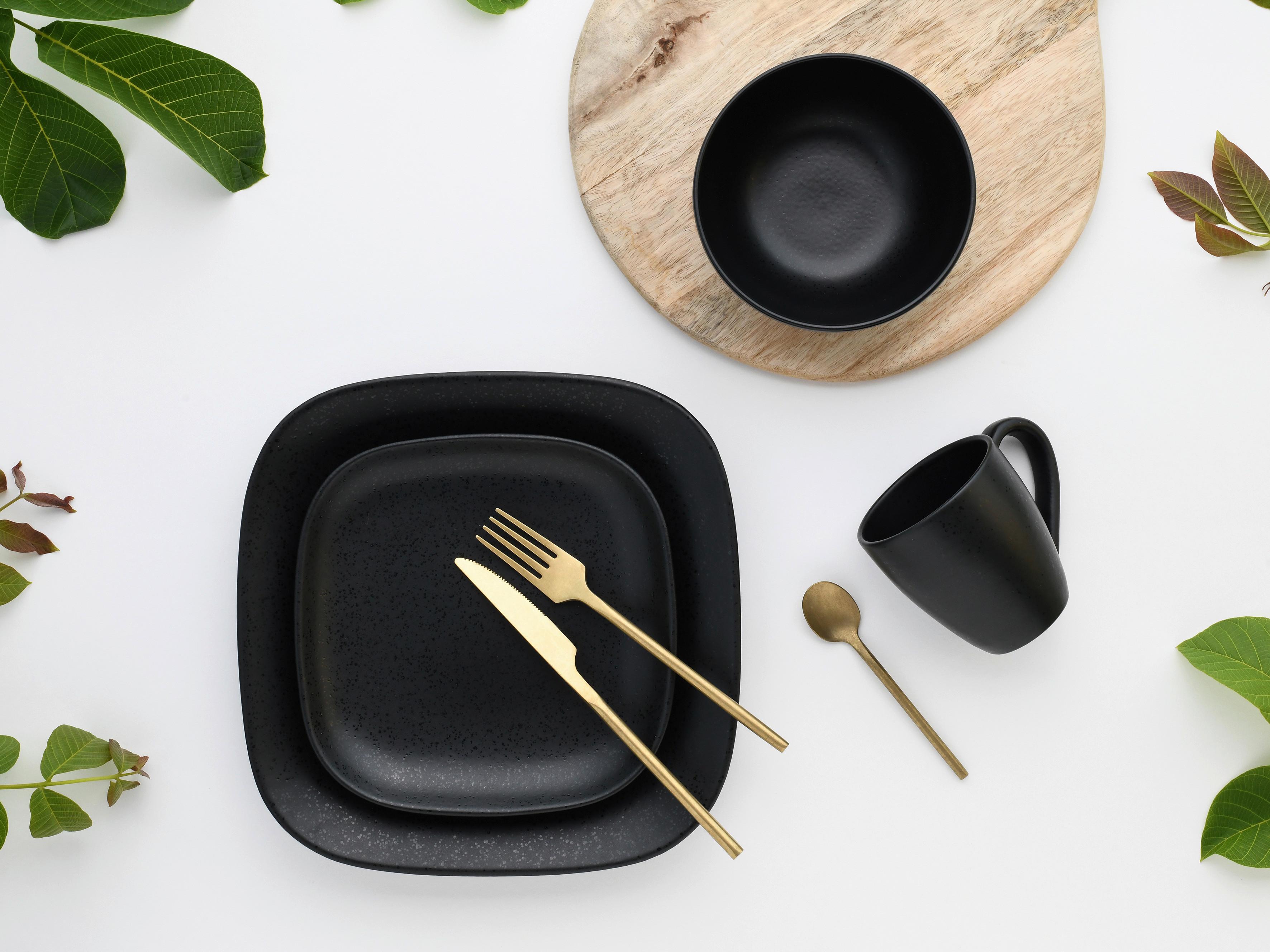 Kombiservice Square Schwarz 16-teilig - Schwarz, Basics, Keramik - Creatable