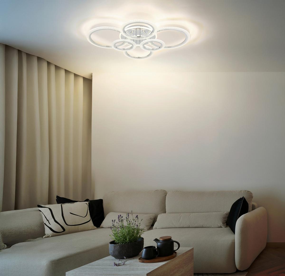 LED-Deckenleuchte Memory-Funktion - Klar/Chromfarben, Design, Kunststoff/Metall (78/60,5/11,5cm) - Globo