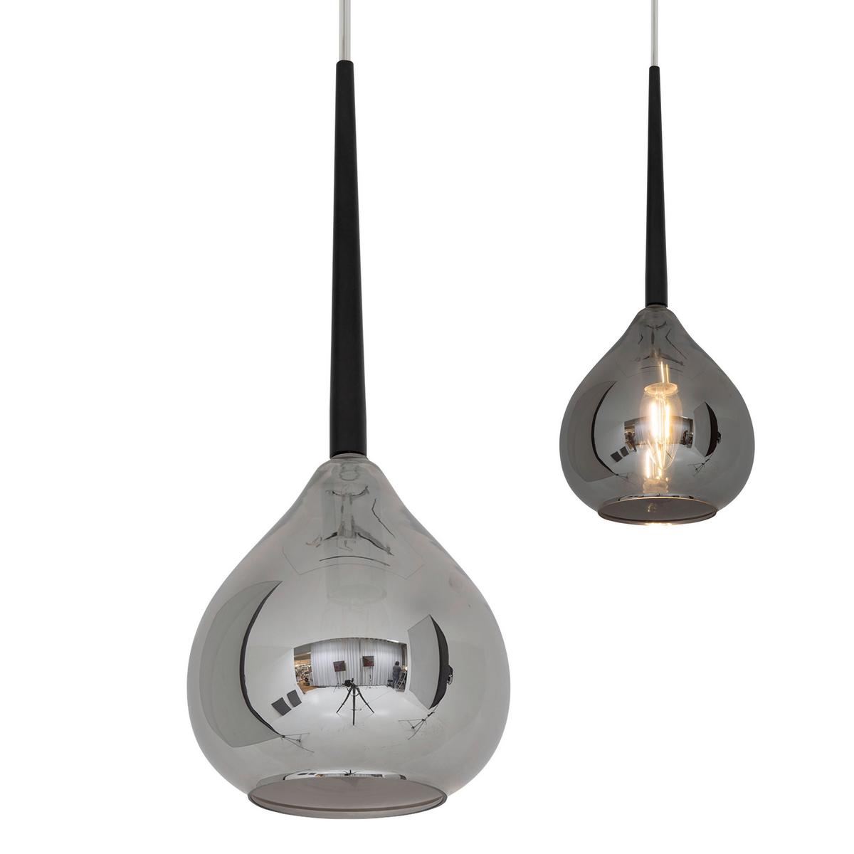 Hängeleuchte Vaso H: 136 cm 1-Flammig, Glasschirm - Anthrazit/Schwarz, Design, Glas/Kunststoff (136/16cm) - Näve