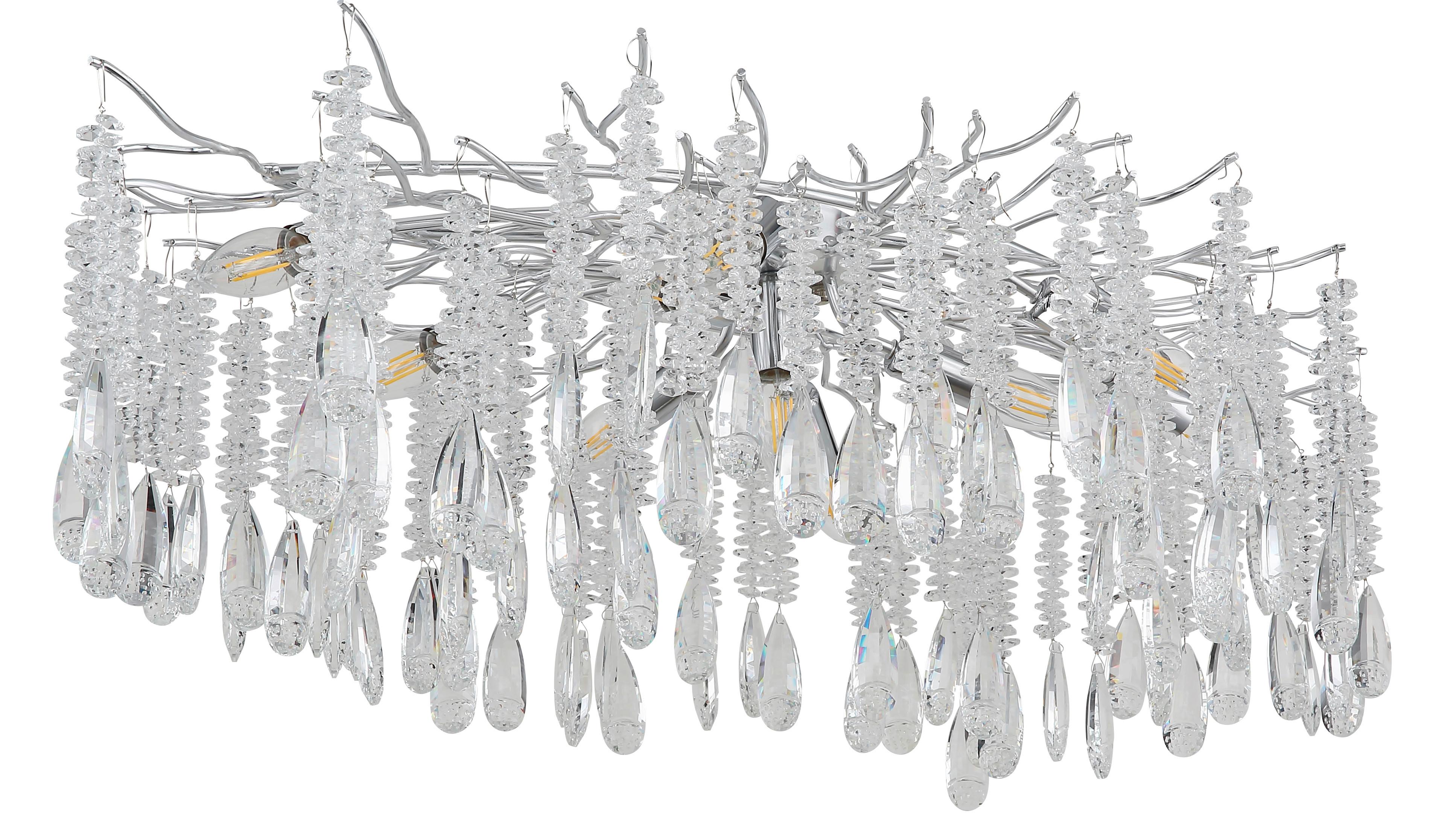 Deckenleuchte Exkl. E14, 40w - Klar/Silberfarben, Design, Glas/Metall (100/55/45cm) - Globo