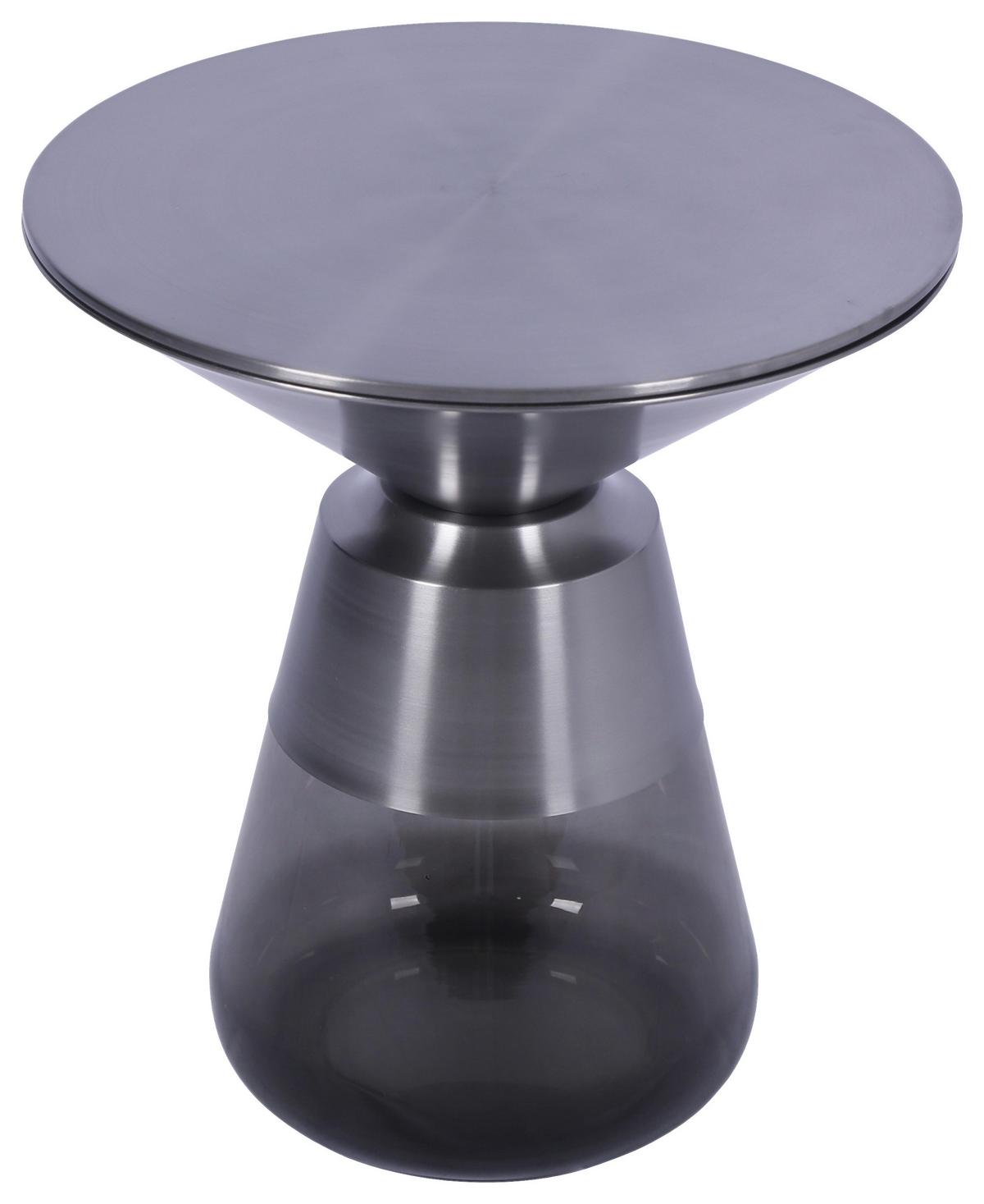 ODKLÁDACÍ STOLEK BAILY -TREND- - šedá/černý chrom, Romantický / Rustikální, kov/sklo (48/54,5/48cm) - Premium Living