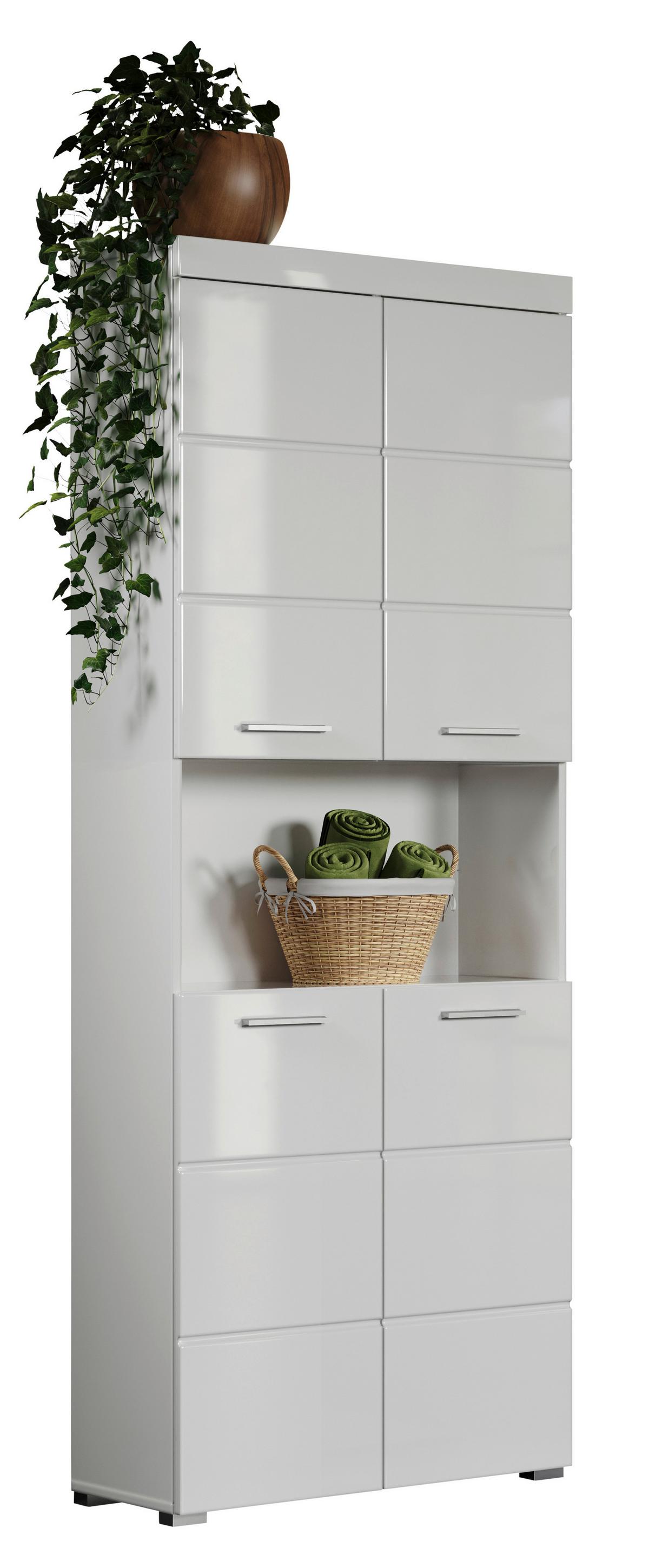 Hochschrank Amanda B: 73 Cm Weiß - Silberfarben/Weiß, MODERN, Holzwerkstoff (73/190/31cm) - MID.YOU