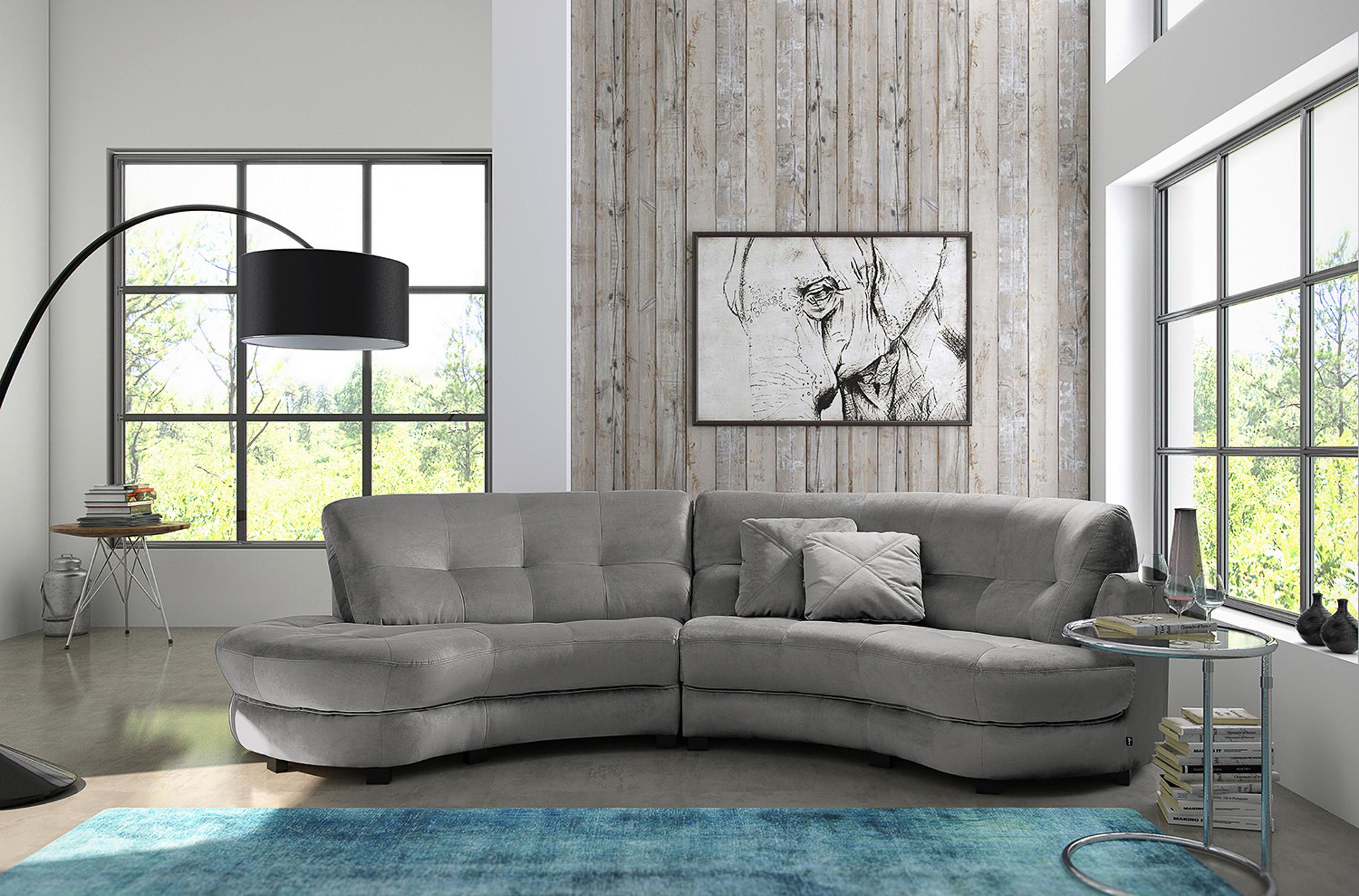 Ecksofa Bretania, Grau S: 113x300 cm - Schwarz/Grau, Design, Textil (113/300cm) - Livetastic