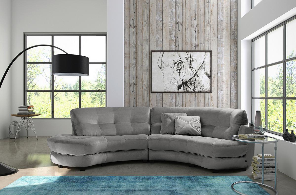 Ecksofa Bretania, Grau S: 113x300 cm - Schwarz/Grau, Design, Textil (113/300cm) - Livetastic