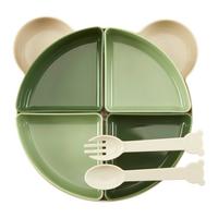 Kindergeschirrset Leni - Salbeigrün/Grau, KONVENTIONELL, Kunststoff - Luca Bessoni