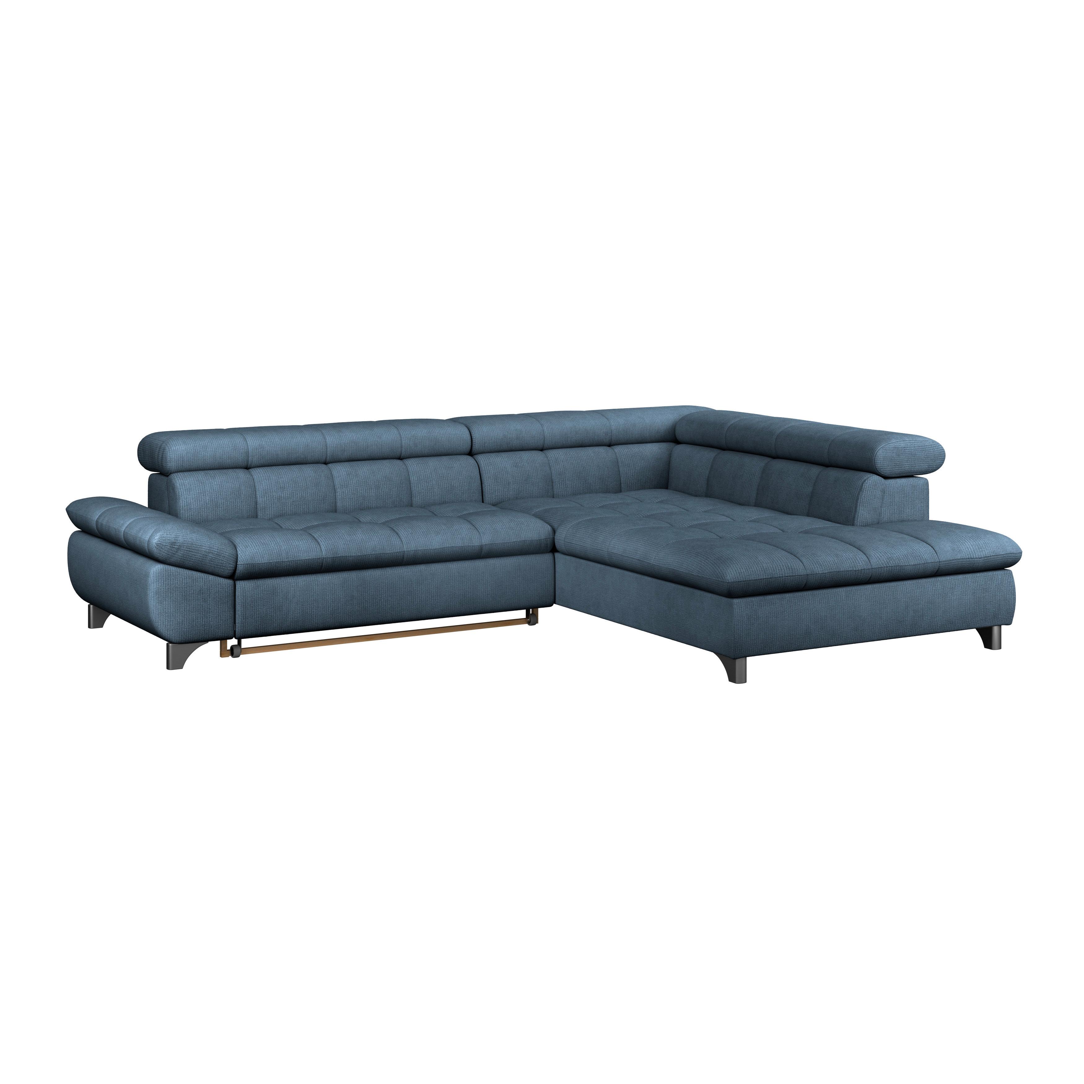 Rohová sedačka GEMINI S, pravá, tmavomodrá ženilka - tmavomodrá/chrómová, Konventionell, kov/textil (312/234cm)