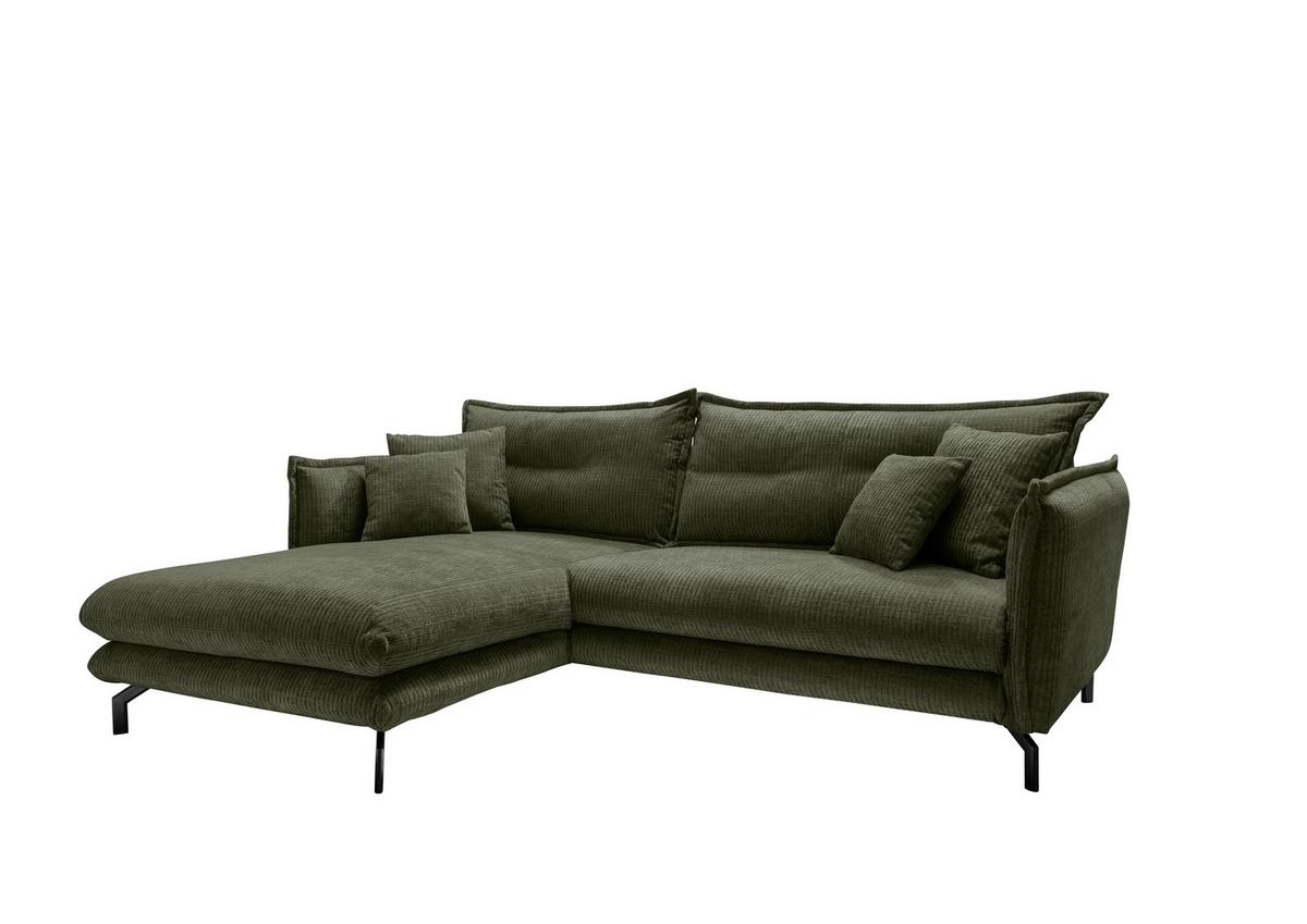 Ecksofa Lava - Schwarz/Olivgrün, Design, Textil (180/255cm) - Livetastic