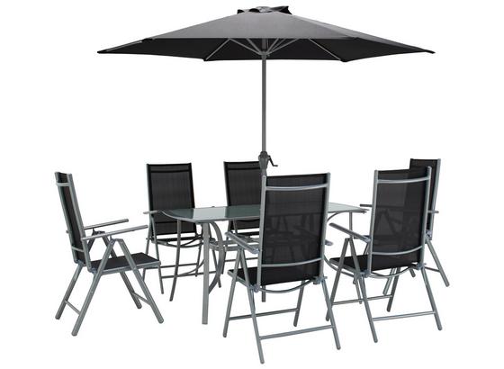 Gartenset Celine 8-Teilig inkl. Sonnenschirm - Anthrazit/Silberfarben, KONVENTIONELL, Glas/Kunststoff - Ombra Gartenset Celine 8-Teilig inkl. Sonnenschirm - Anthrazit/Silberfarben, KONVENTIONELL, Glas/Kunststoff - Ombra
