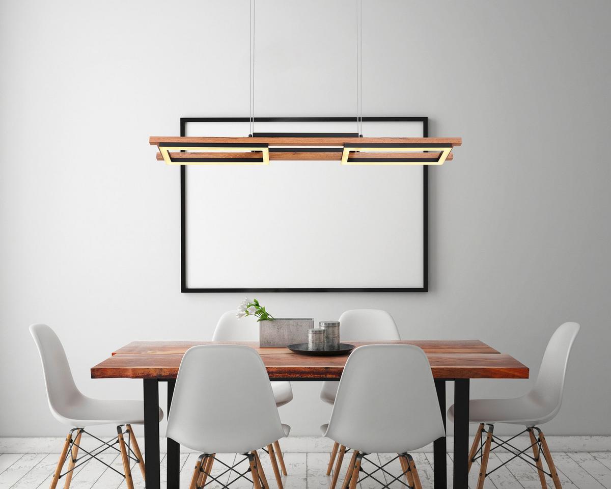 Led Függőlámpa 67266h - sötétbarna/fekete, Design, műanyag/faalapú anyag (100/14/120cm) - Globo