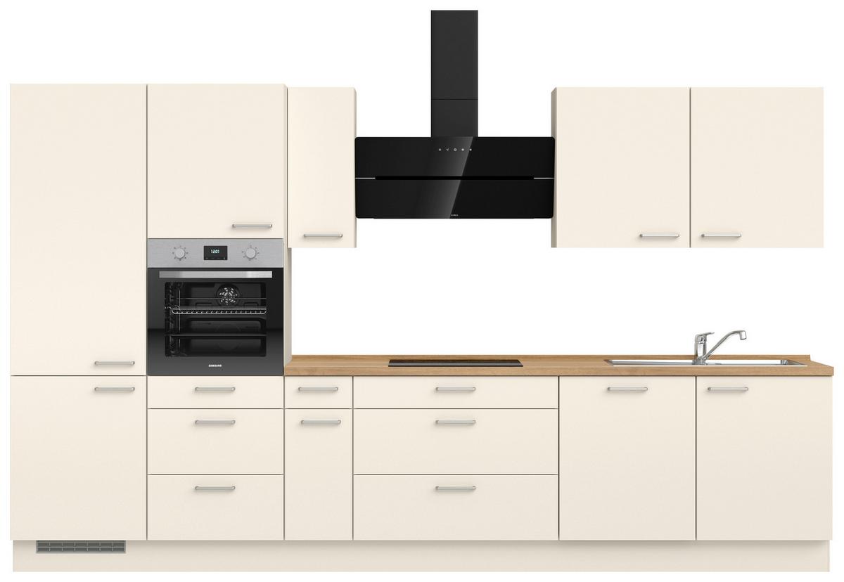 Kuchyňská linka 360 cm, magnólia / dekor dub - barvy dubu/magnolie, Moderní, kov/kompozitní dřevo (360cm) - Nobilia