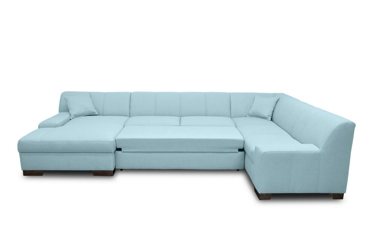 Wohnlandschaft Norma mit Schlaffunktion Pastellblau - Wengefarben/Pastellblau, Design, Textil (153/328/212cm) - MID.YOU