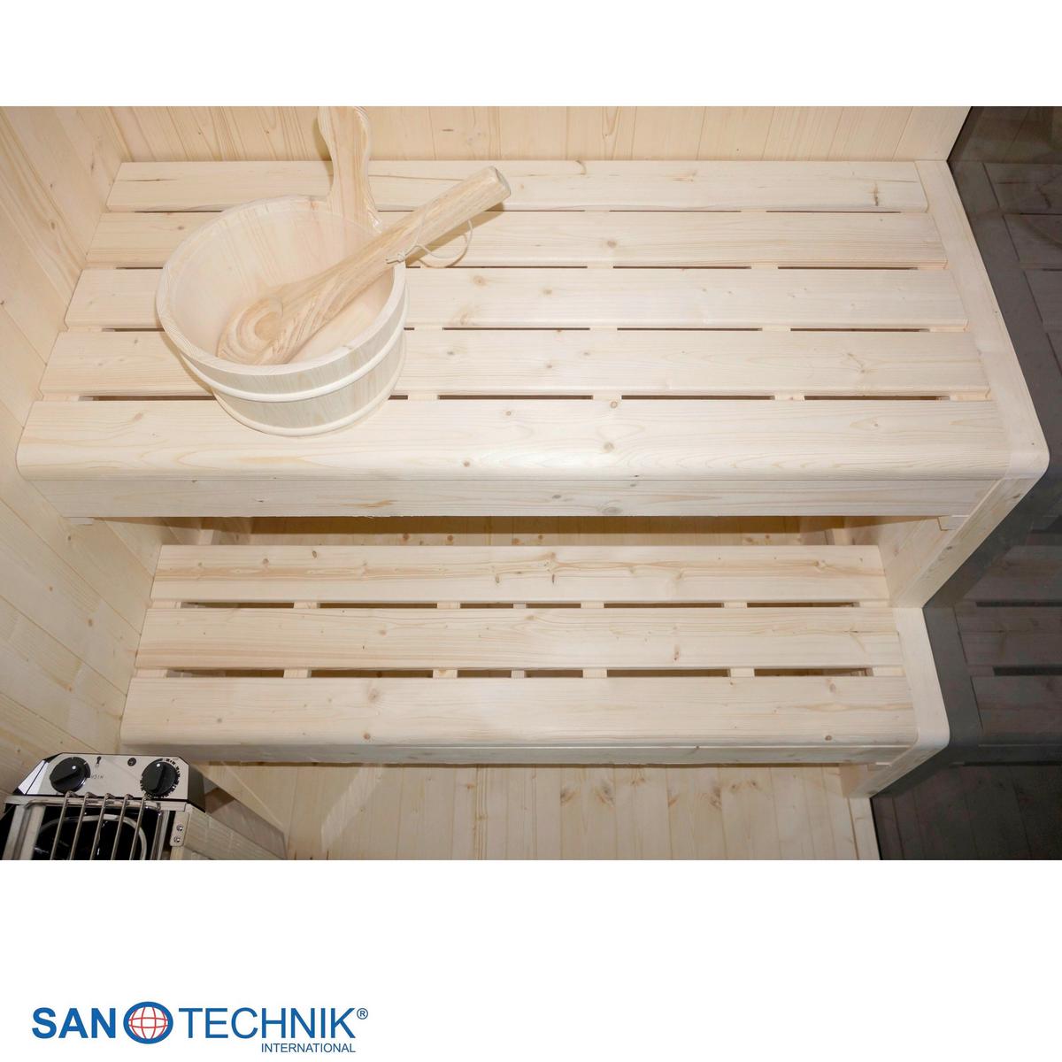 Sauna FALUN M geeignet für 2 Personen - Fichtefarben, Basics, Glas/Holz (120/120/200cm) - Sanotechnik