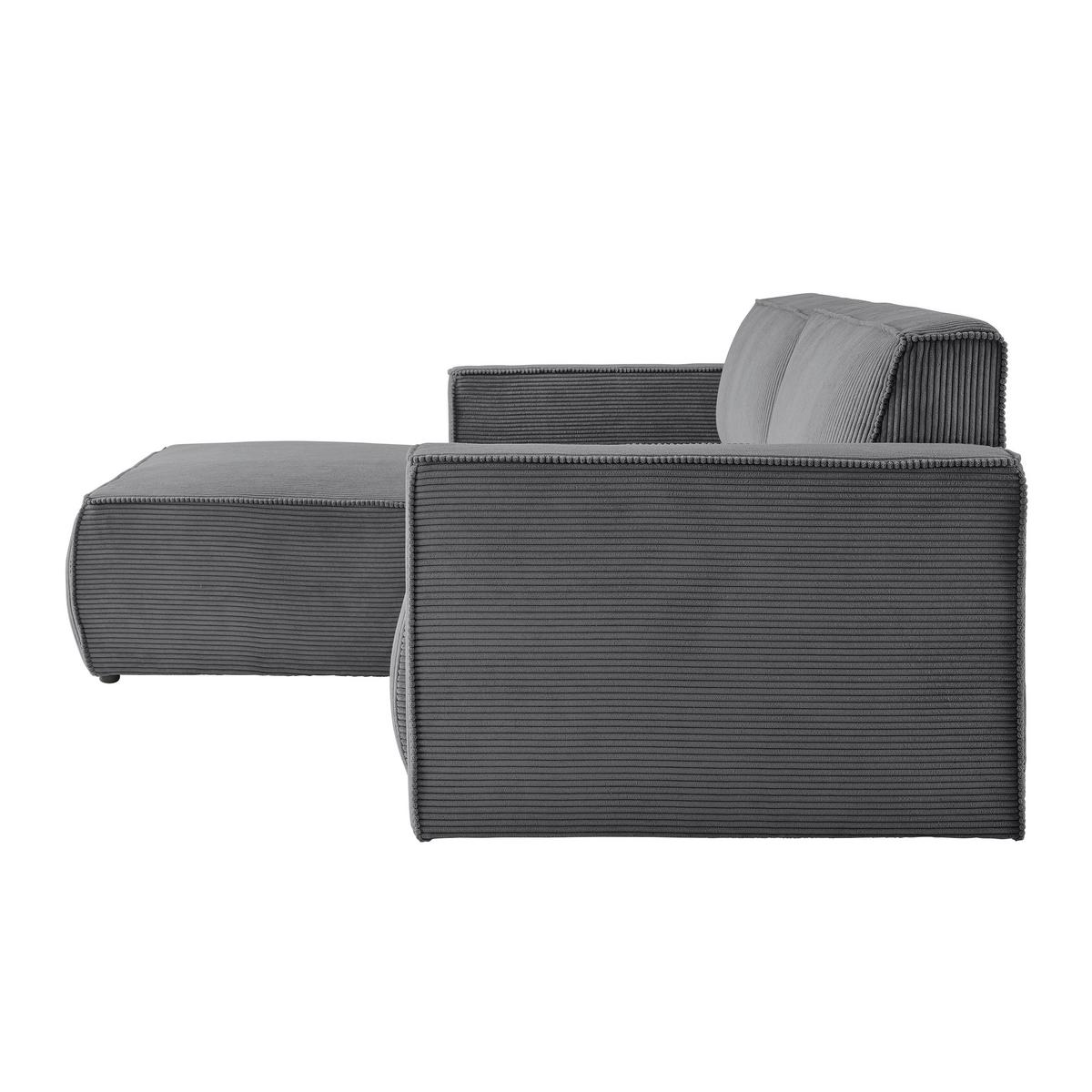 Rohová sedačka LOFT, levá, antracitový manšestr - černá/světle zelená, Moderní, textil/plast (172/75/265cm) - Mömax