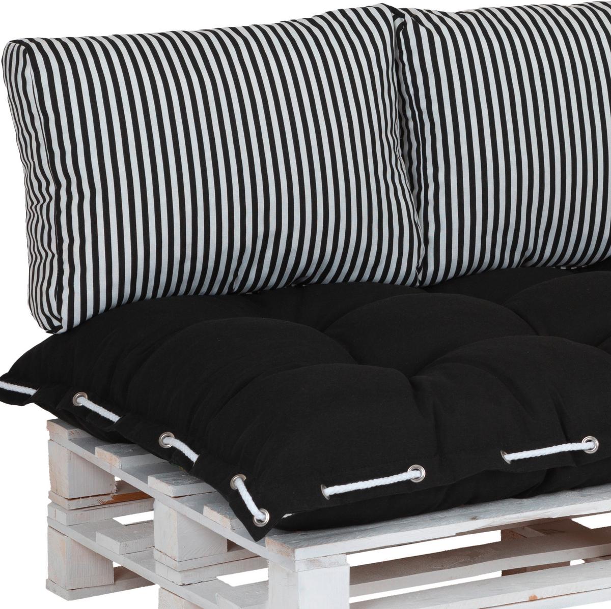 Palettenkissen 3er-set Lounge 120x80 / 60x40 Cm Schwarz/weiß - MODERN, Textil