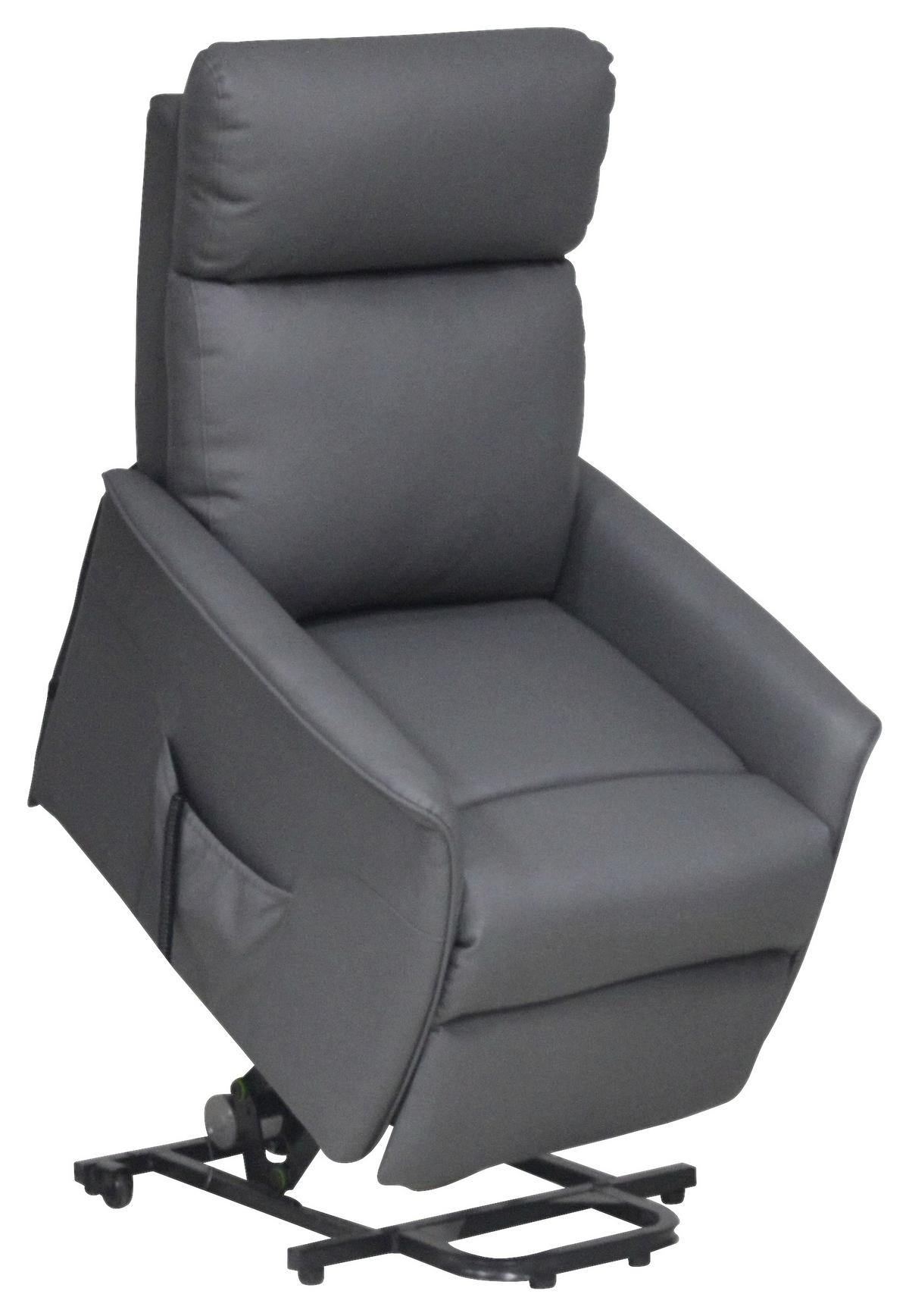 Fernsehsessel Elektrisch Graham Lederlook Grau - Dunkelgrau/Schwarz, KONVENTIONELL, Textil/Metall (66/80-97/90-159,5cm) - Luca Bessoni