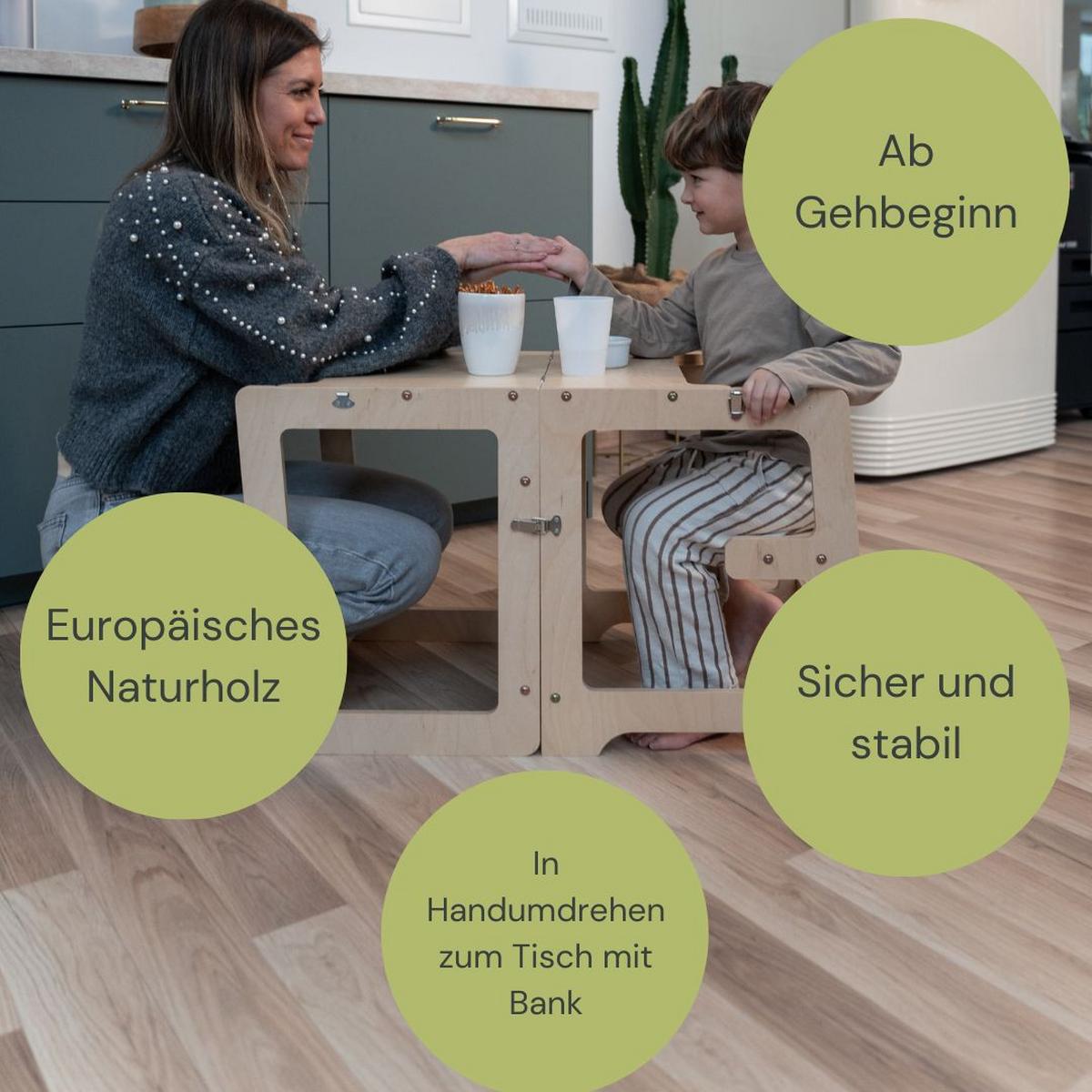 Lernturm 2 in 1 natur - Birkefarben, Basics, Holz (40/35/90cm) - CLIFF