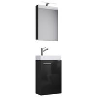 Gästebad 4-tlg. Inkl. Led Slito Hängend Schwarz - Schwarz/Weiß, MODERN, Keramik/Holzwerkstoff (40cm) - MID.YOU