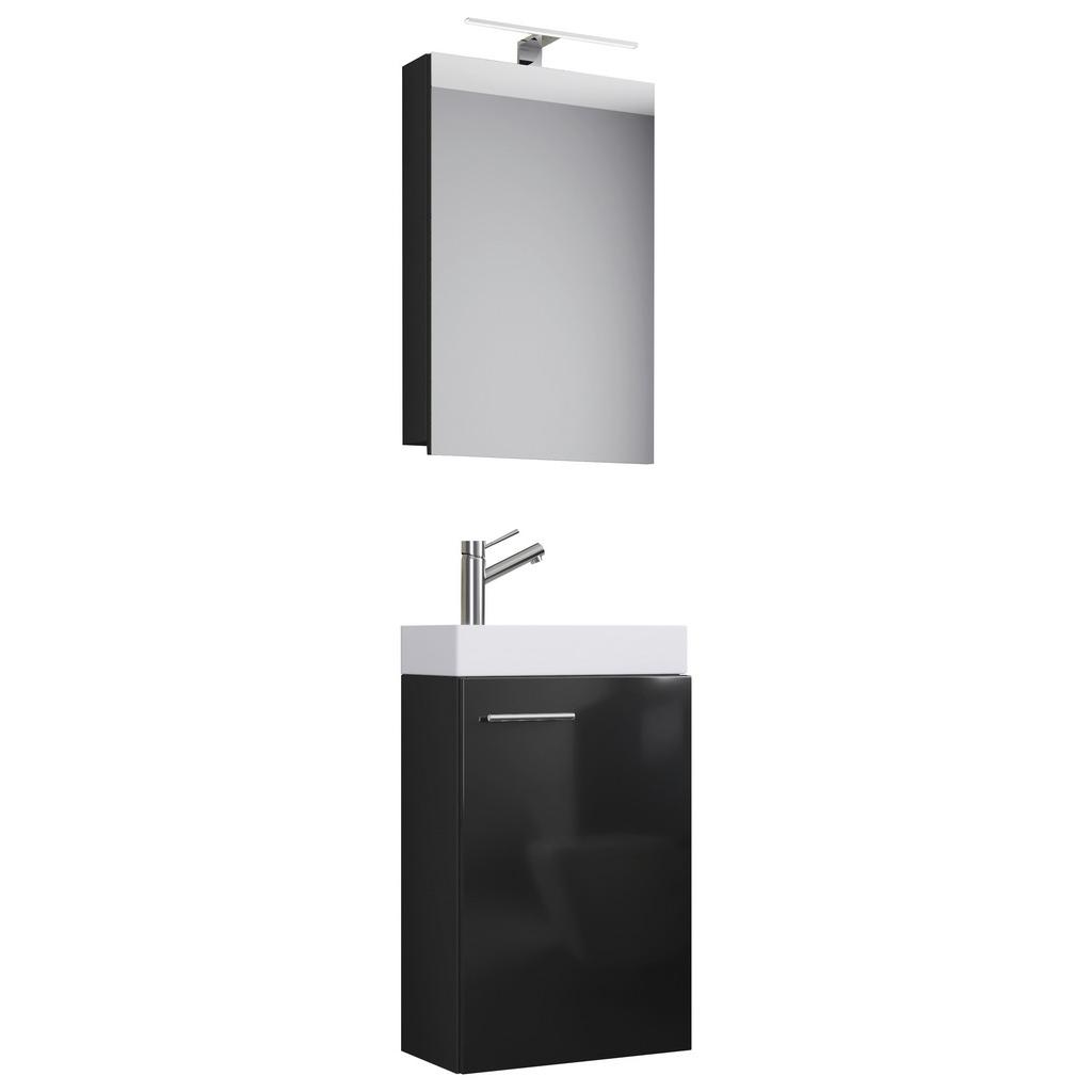 Gästebad 4--Teilig. inkl. LED Slito hängend Schwarz