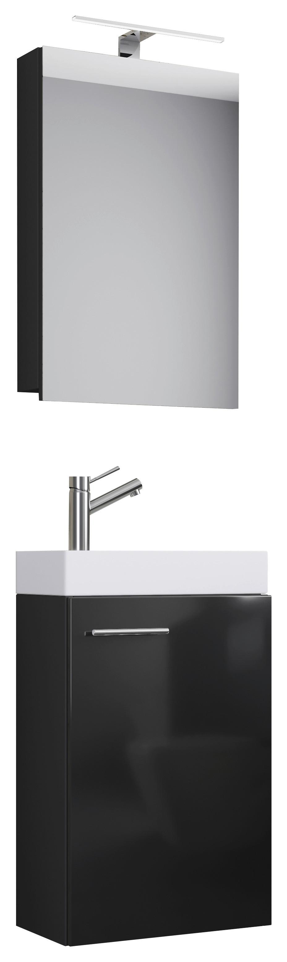 Gästebad 4-tlg. Inkl. Led Slito Hängend Schwarz