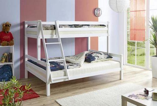 Etagenbett Maxim Weiß Buche massiv 140 cm m. Leiter