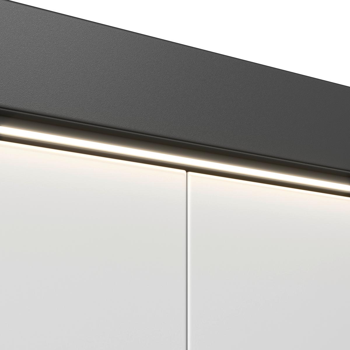 Vitrine Ambiente B: 73,4 cm mit LED Alpinweiss, Anthrazit - Weiß Hochglanz/Anthrazit, MODERN, Glas/Holzwerkstoff (73,4/199,1/43,6cm)