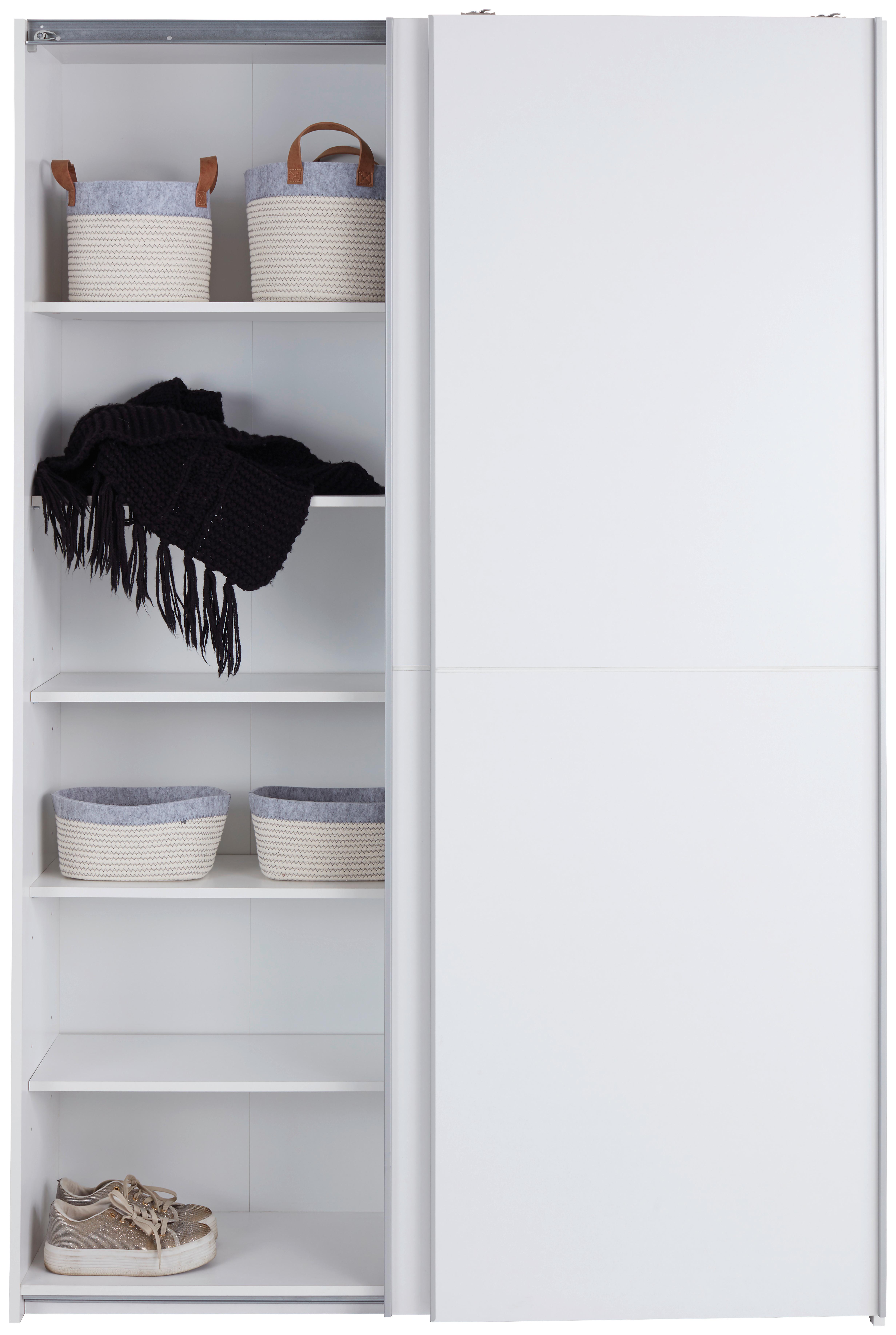 Schwebetürenschrank 125cm Fast, Weiß - Weiß, KONVENTIONELL, Holzwerkstoff (125/195,5/38cm)