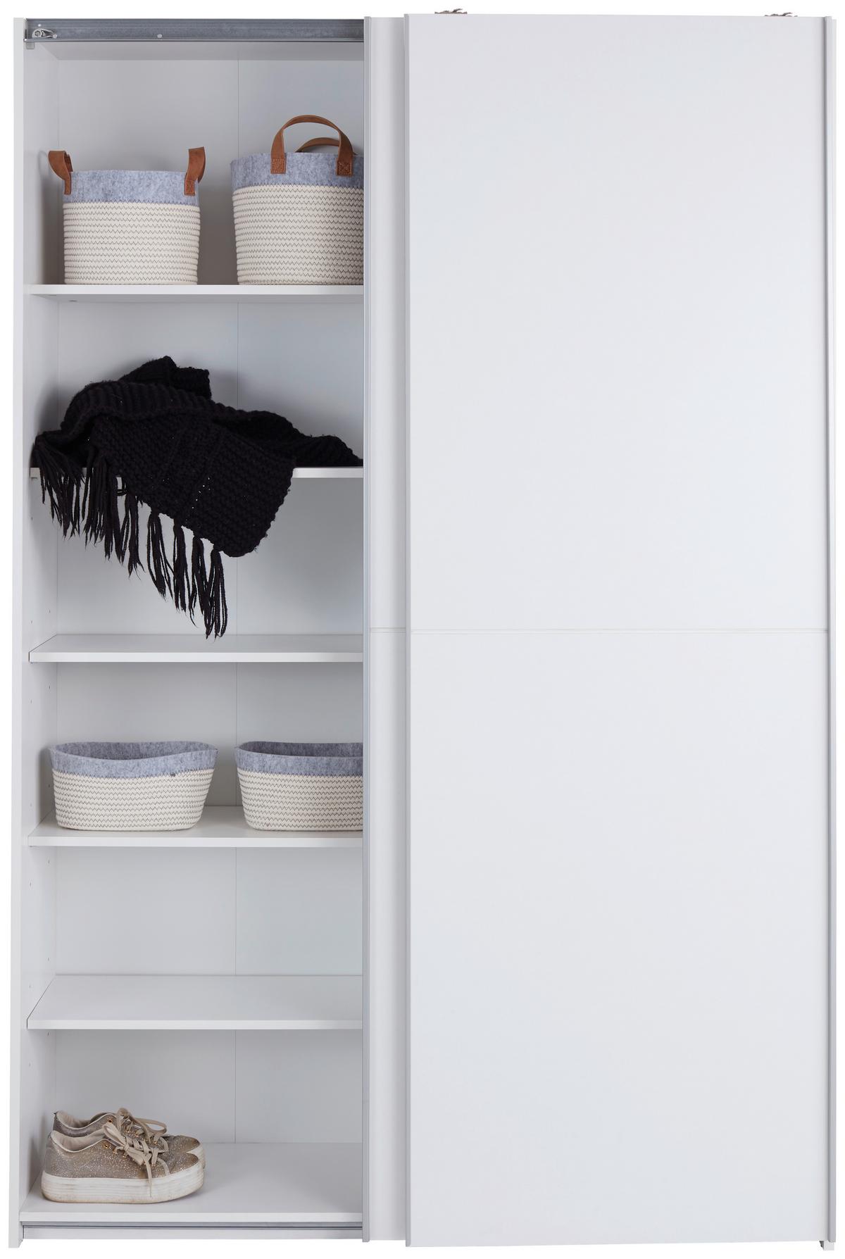 Schwebetürenschrank 125cm Fast, Weiß - Weiß, KONVENTIONELL, Holzwerkstoff (125/195,5/38cm)